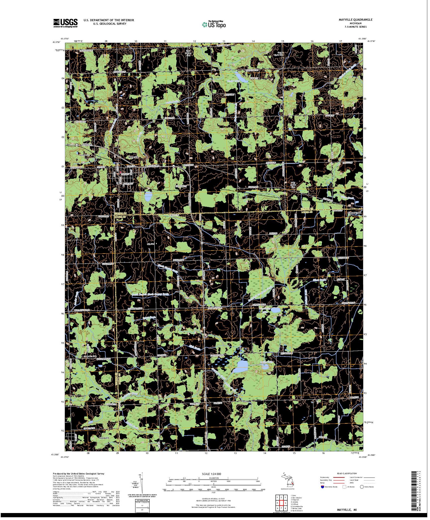 US TOPO 7.5-MINUTE MAP FOR MAYVILLE, MI