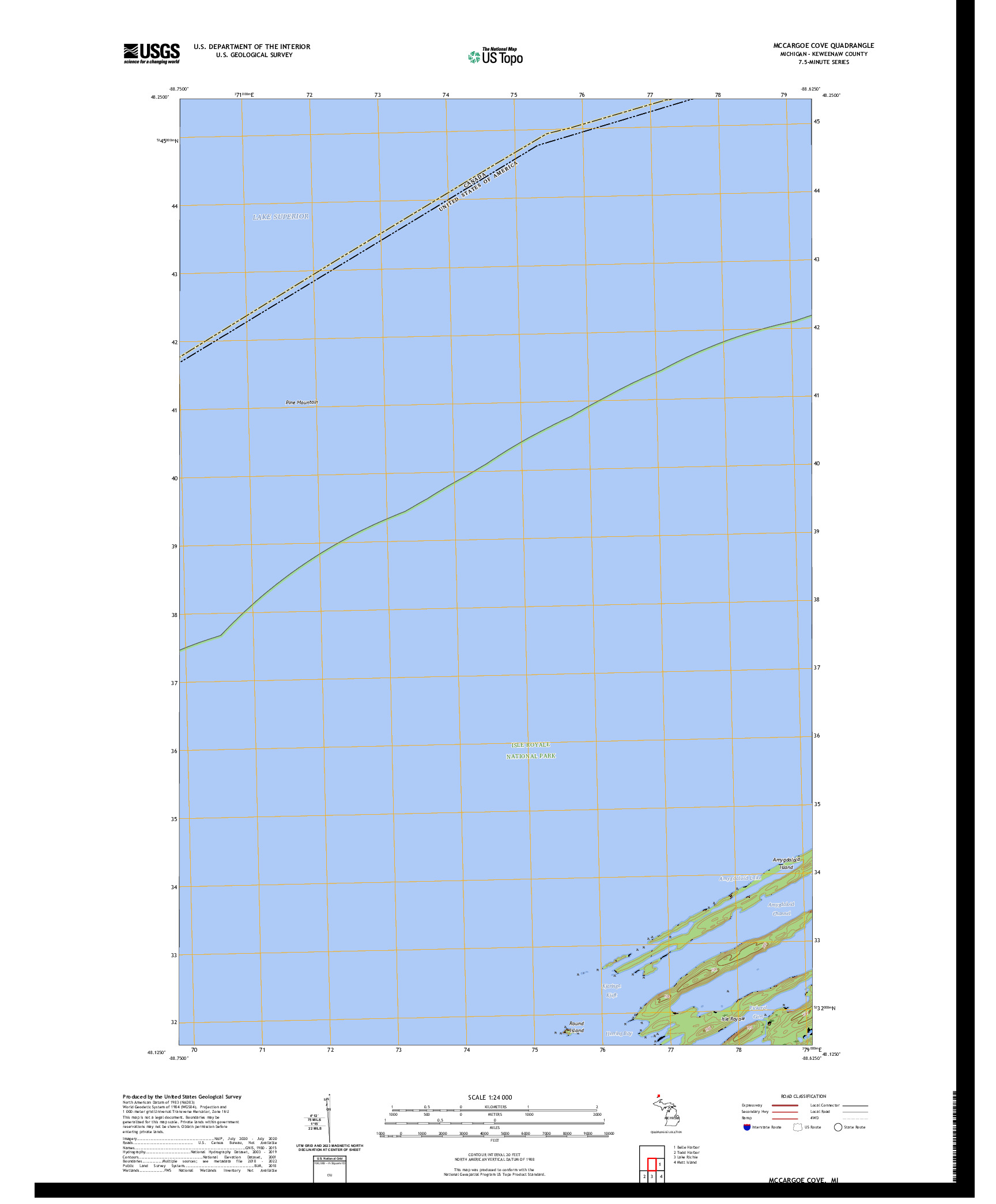 US TOPO 7.5-MINUTE MAP FOR MCCARGOE COVE, MI