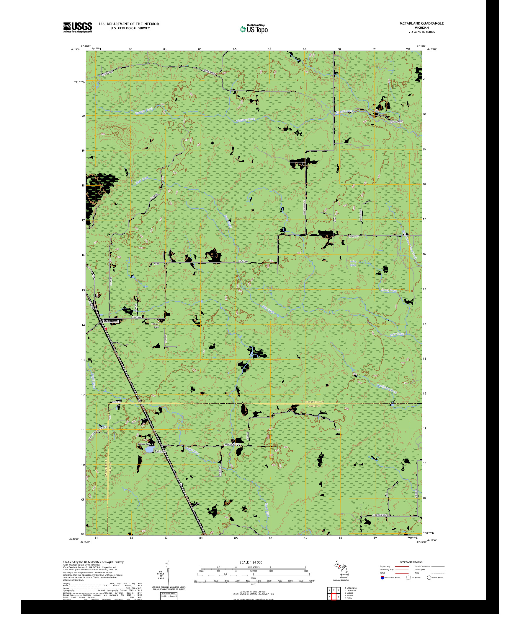 US TOPO 7.5-MINUTE MAP FOR MCFARLAND, MI