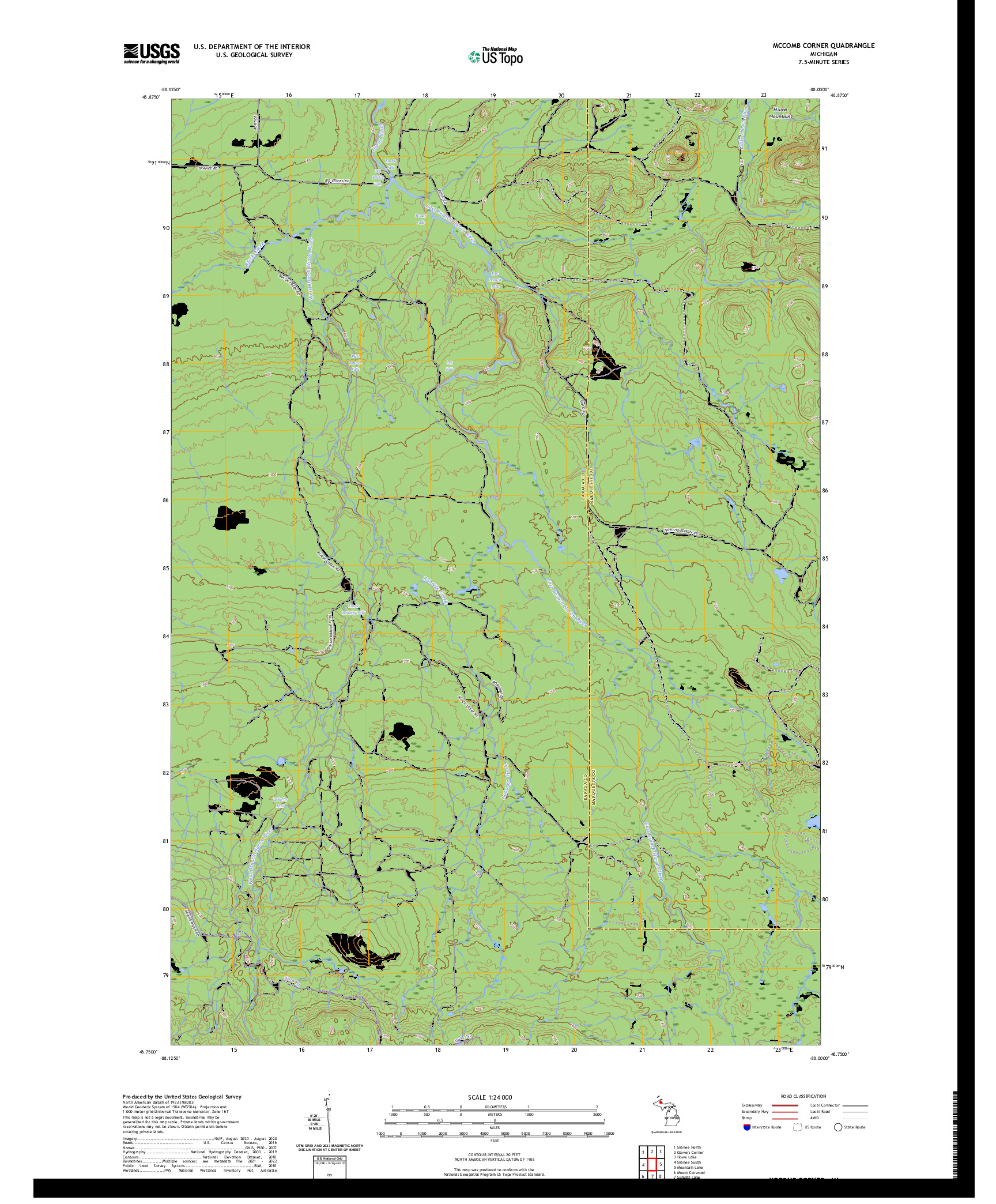 US TOPO 7.5-MINUTE MAP FOR MCCOMB CORNER, MI