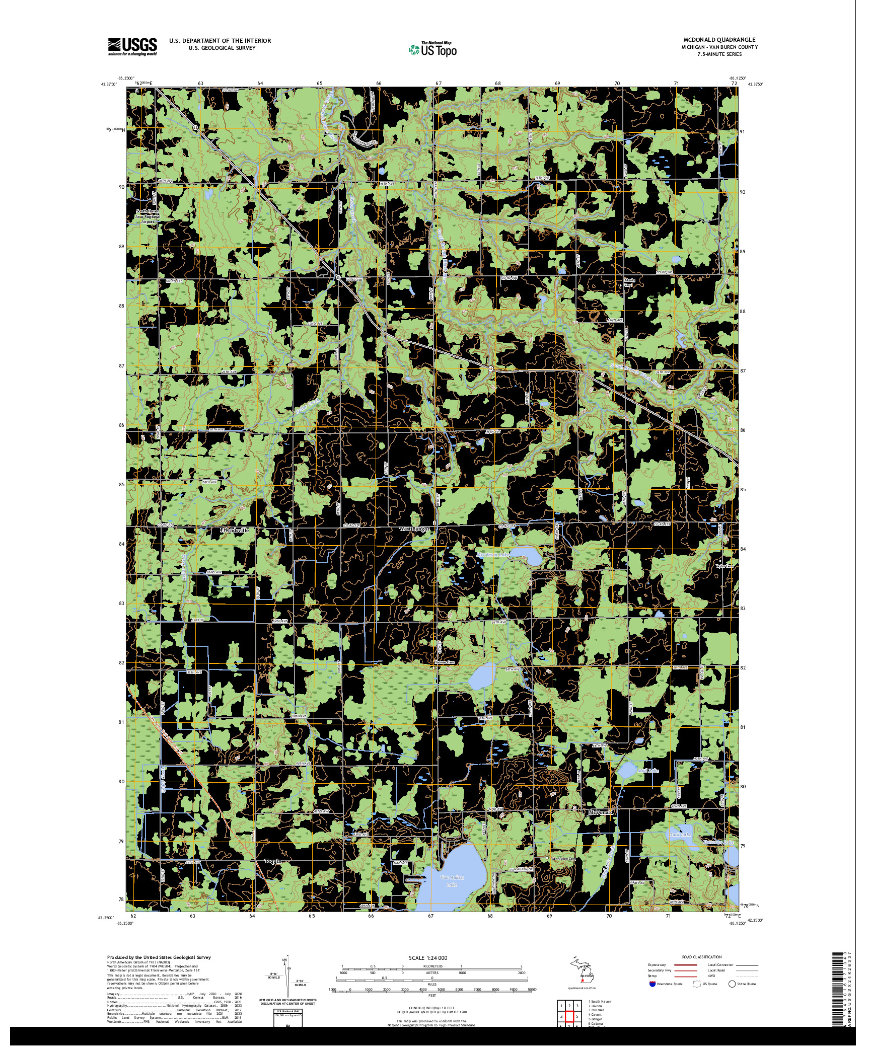 US TOPO 7.5-MINUTE MAP FOR MCDONALD, MI