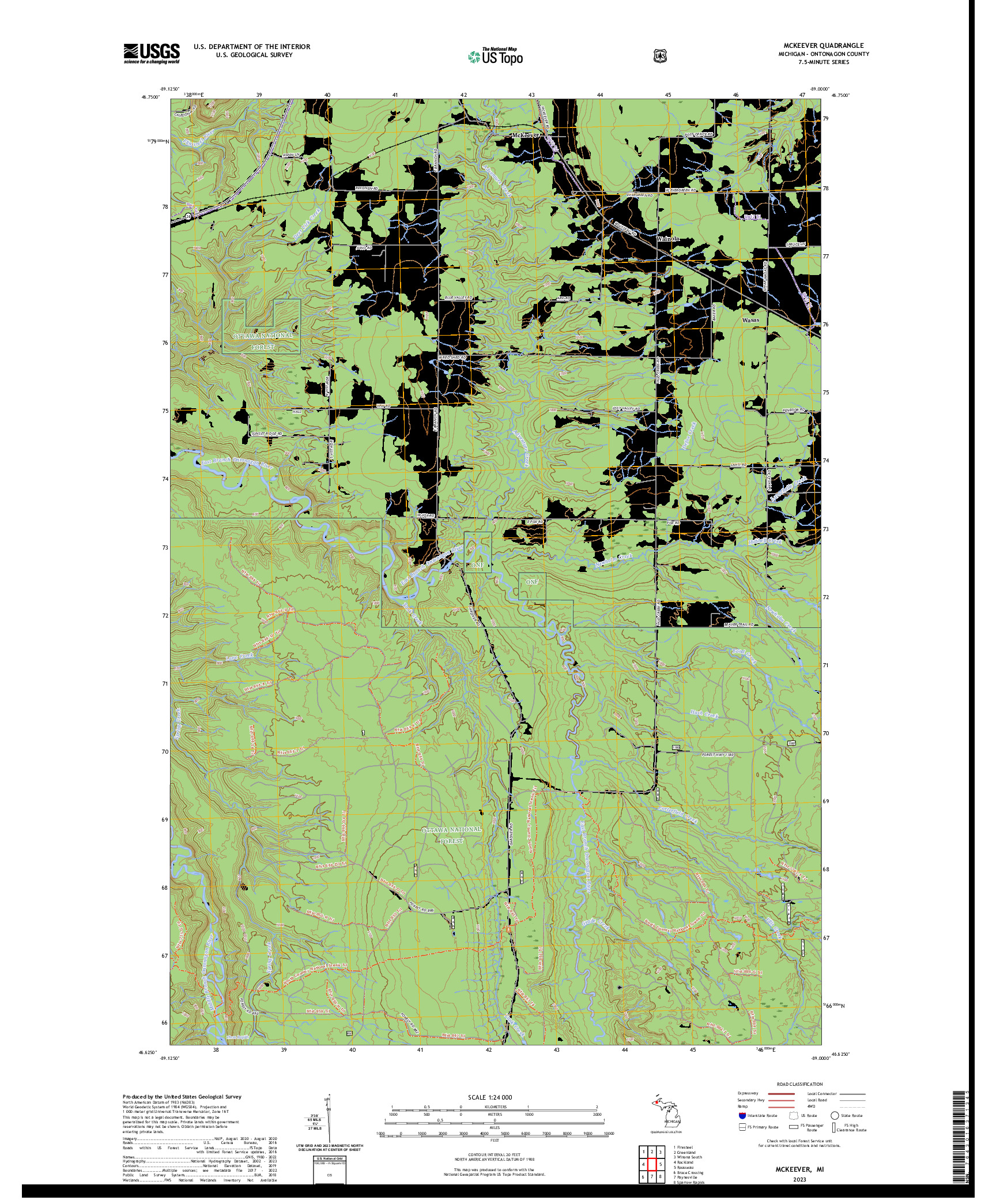 US TOPO 7.5-MINUTE MAP FOR MCKEEVER, MI