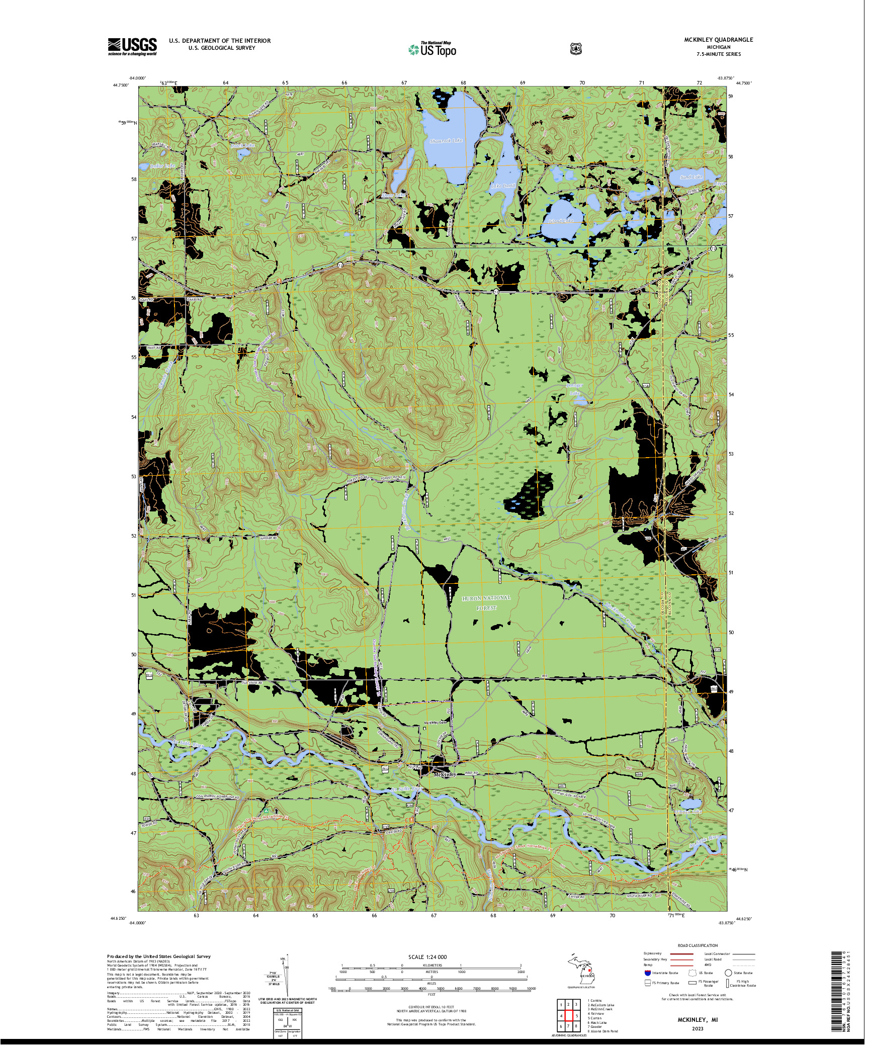 US TOPO 7.5-MINUTE MAP FOR MCKINLEY, MI