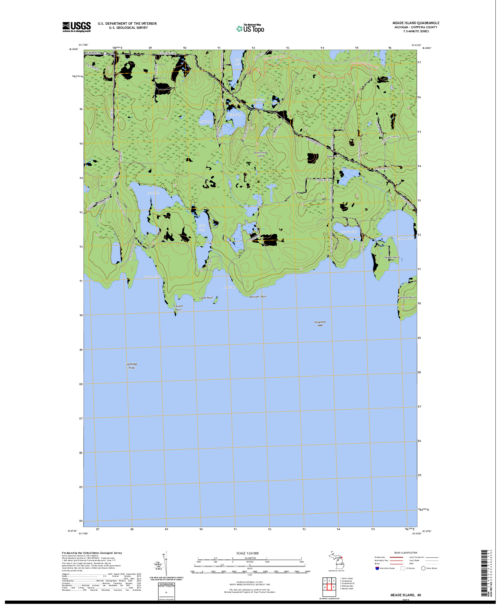 US TOPO 7.5-MINUTE MAP FOR MEADE ISLAND, MI