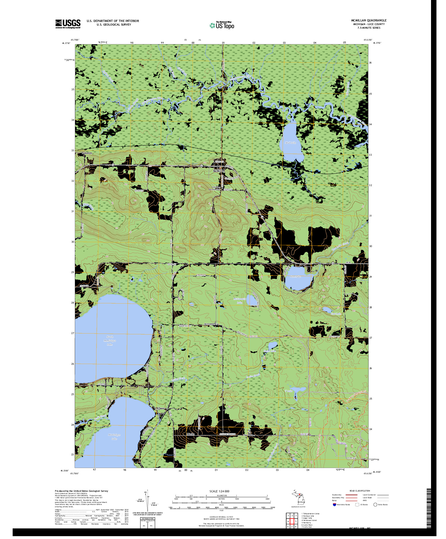 US TOPO 7.5-MINUTE MAP FOR MCMILLAN, MI