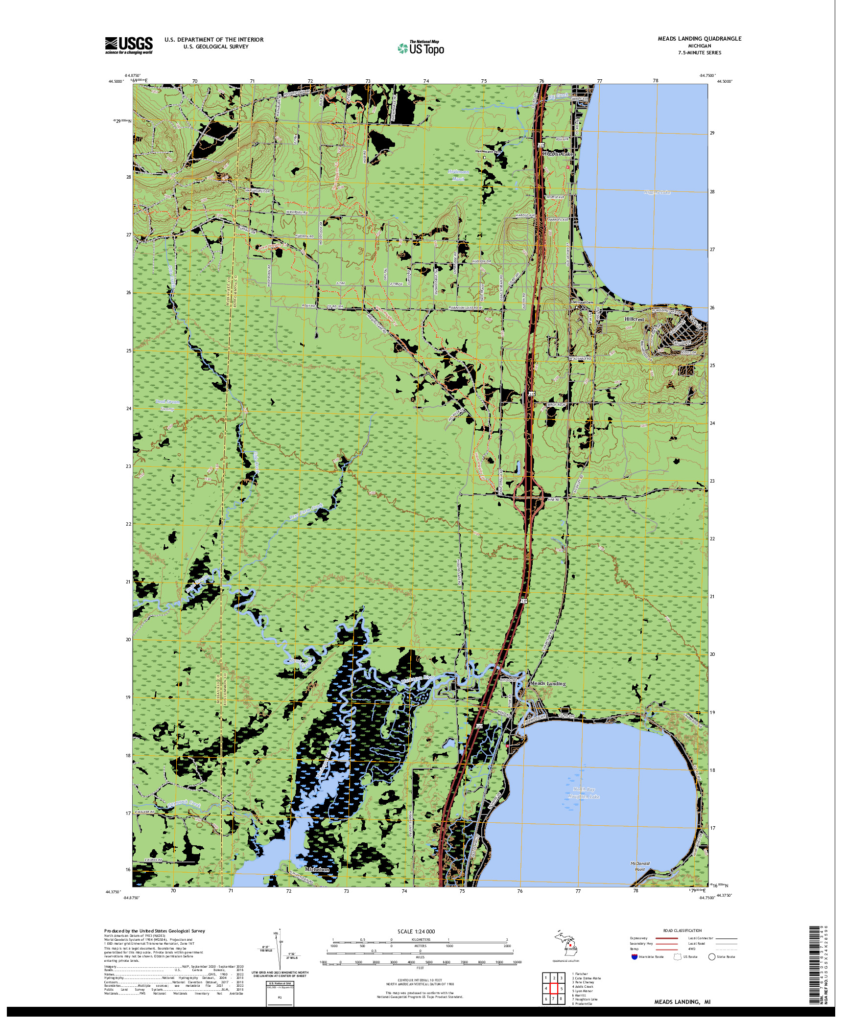 US TOPO 7.5-MINUTE MAP FOR MEADS LANDING, MI