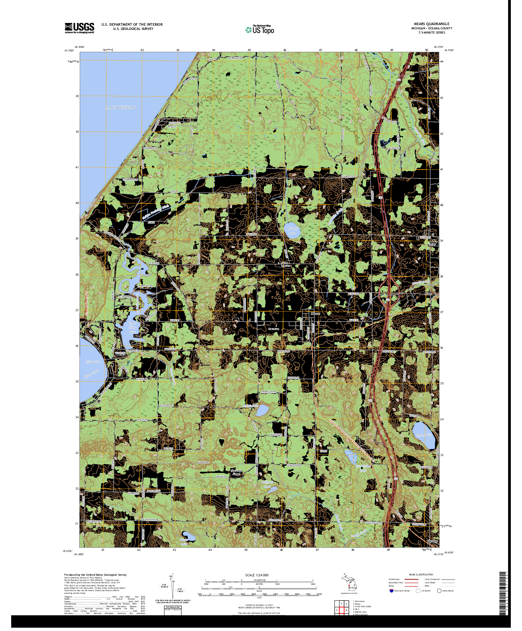 US TOPO 7.5-MINUTE MAP FOR MEARS, MI