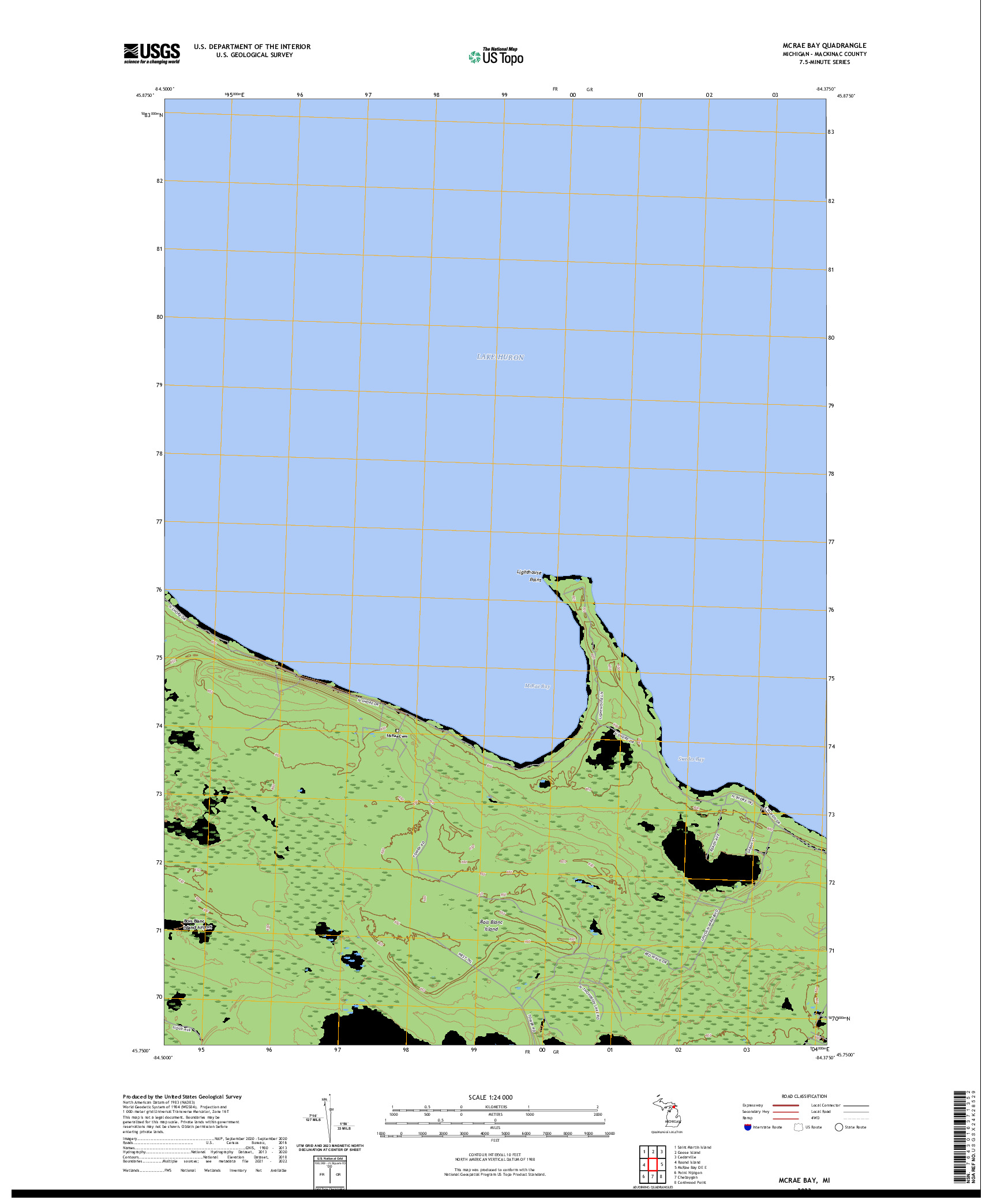 US TOPO 7.5-MINUTE MAP FOR MCRAE BAY, MI