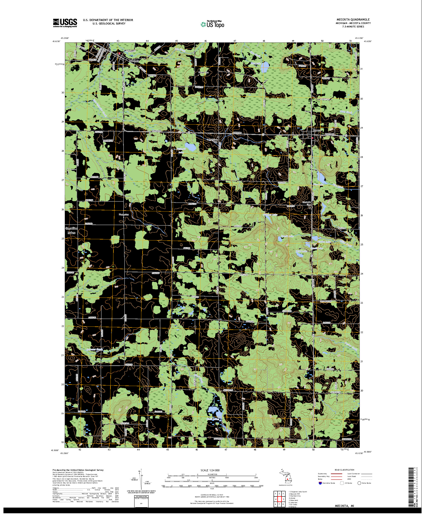 US TOPO 7.5-MINUTE MAP FOR MECOSTA, MI