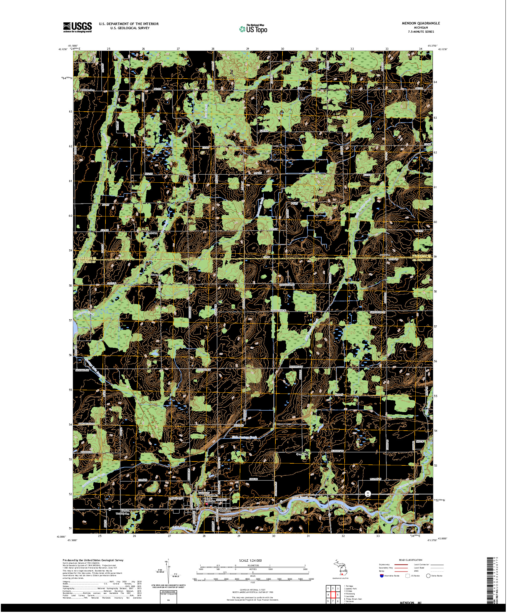 US TOPO 7.5-MINUTE MAP FOR MENDON, MI