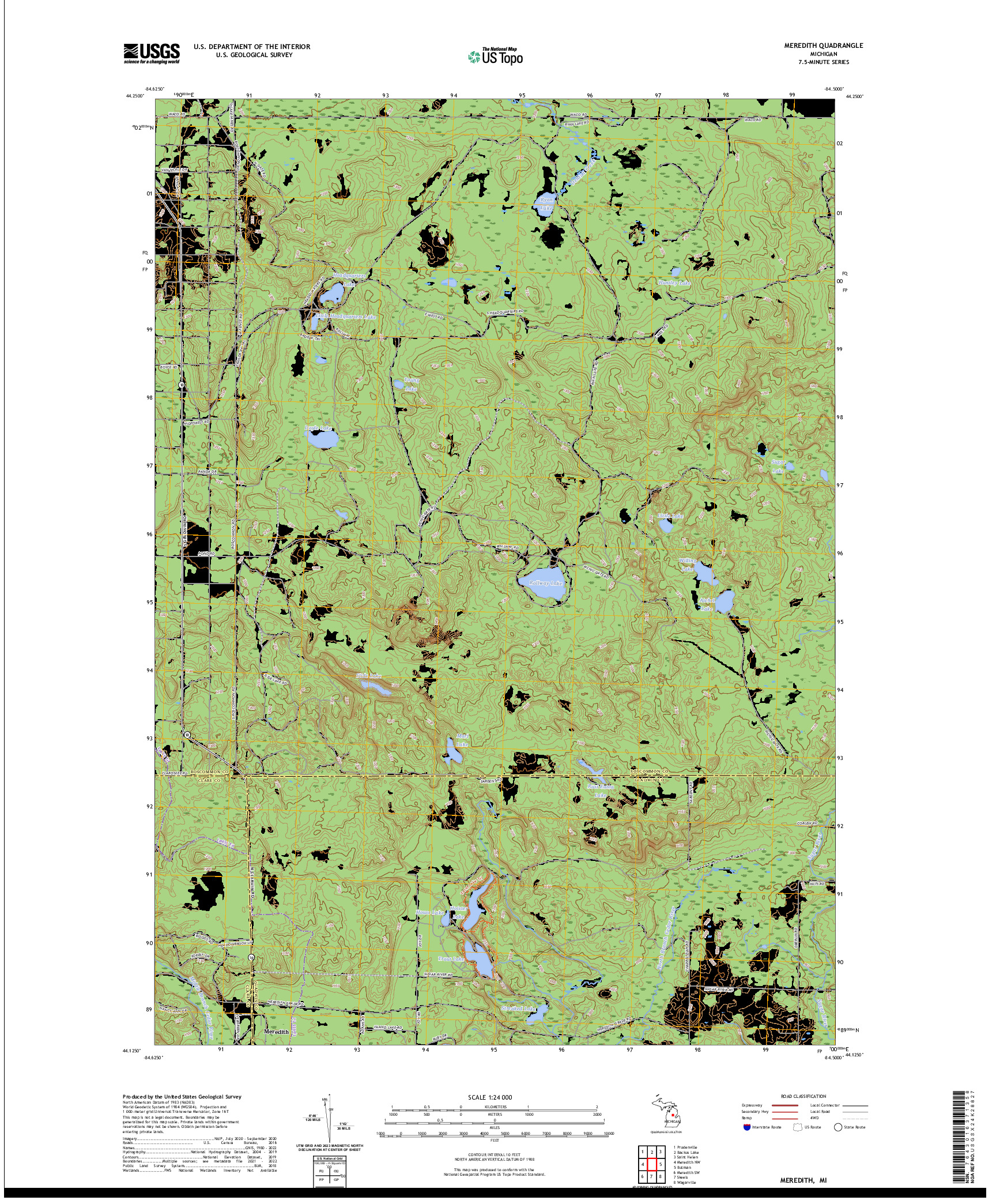 US TOPO 7.5-MINUTE MAP FOR MEREDITH, MI