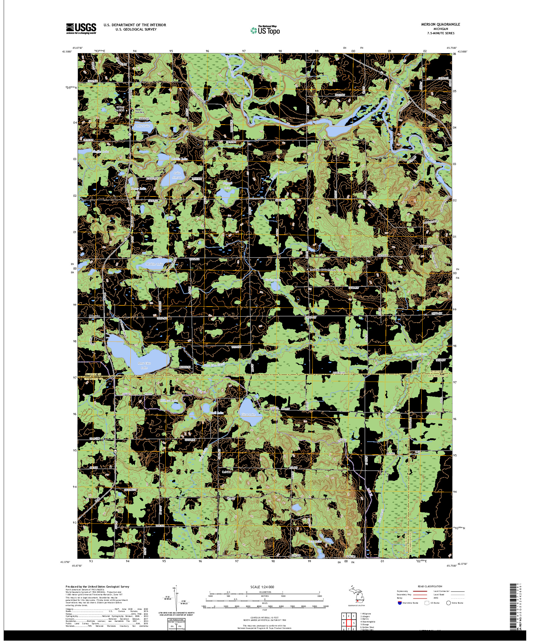 US TOPO 7.5-MINUTE MAP FOR MERSON, MI