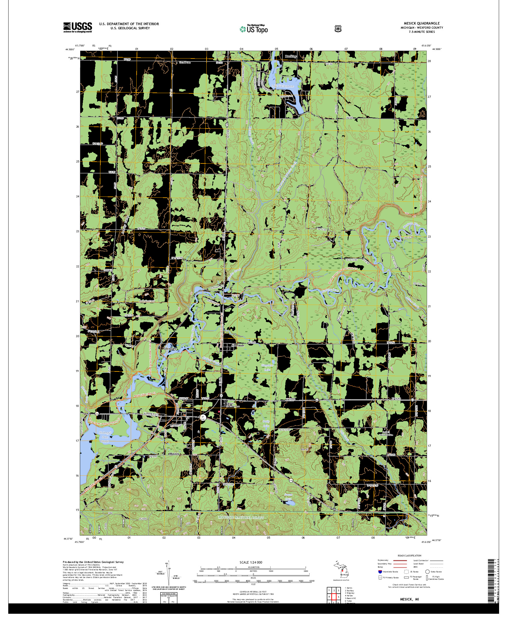 US TOPO 7.5-MINUTE MAP FOR MESICK, MI