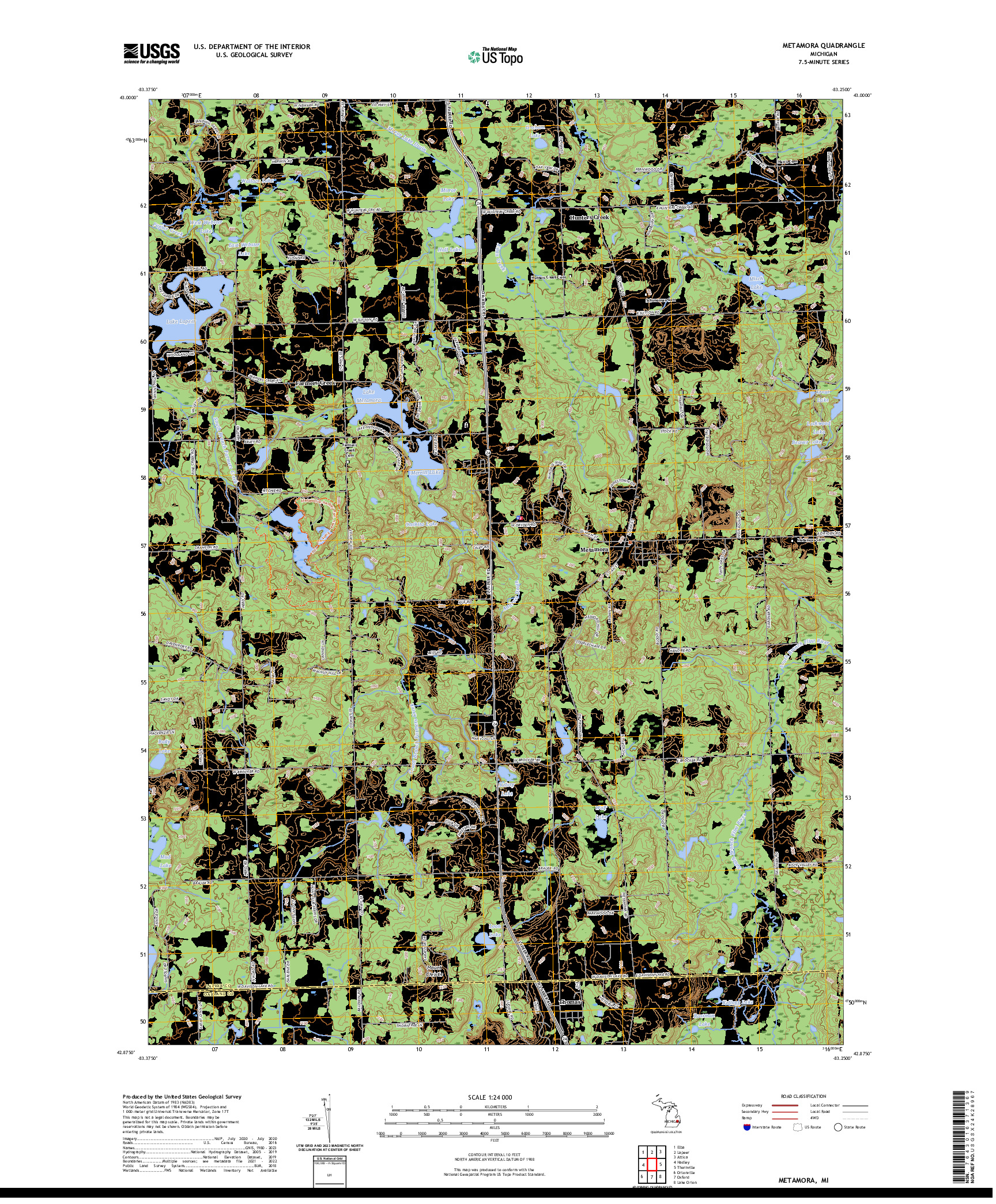 US TOPO 7.5-MINUTE MAP FOR METAMORA, MI