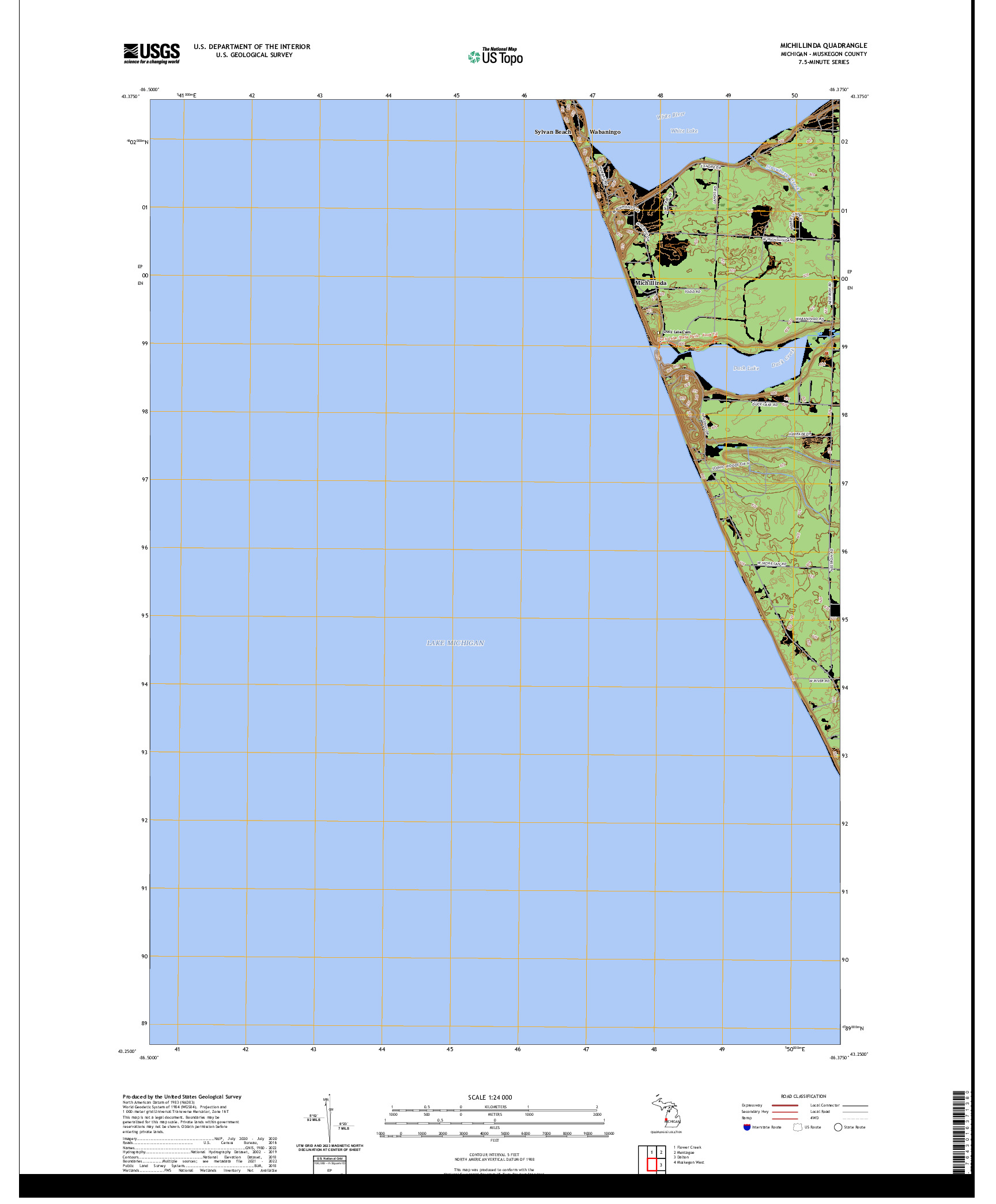 US TOPO 7.5-MINUTE MAP FOR MICHILLINDA, MI