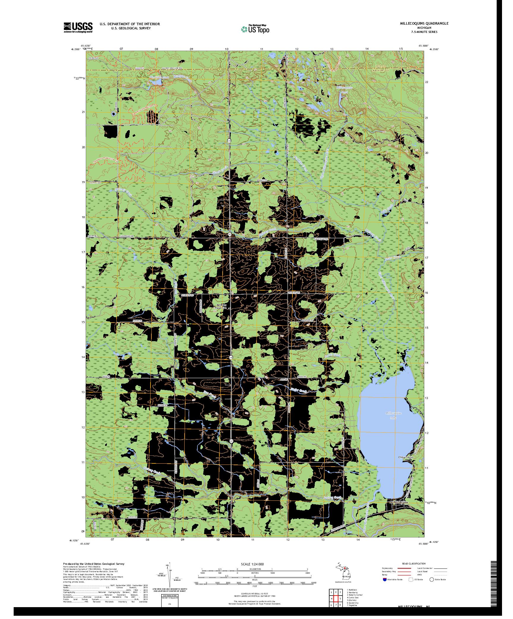 US TOPO 7.5-MINUTE MAP FOR MILLECOQUINS, MI