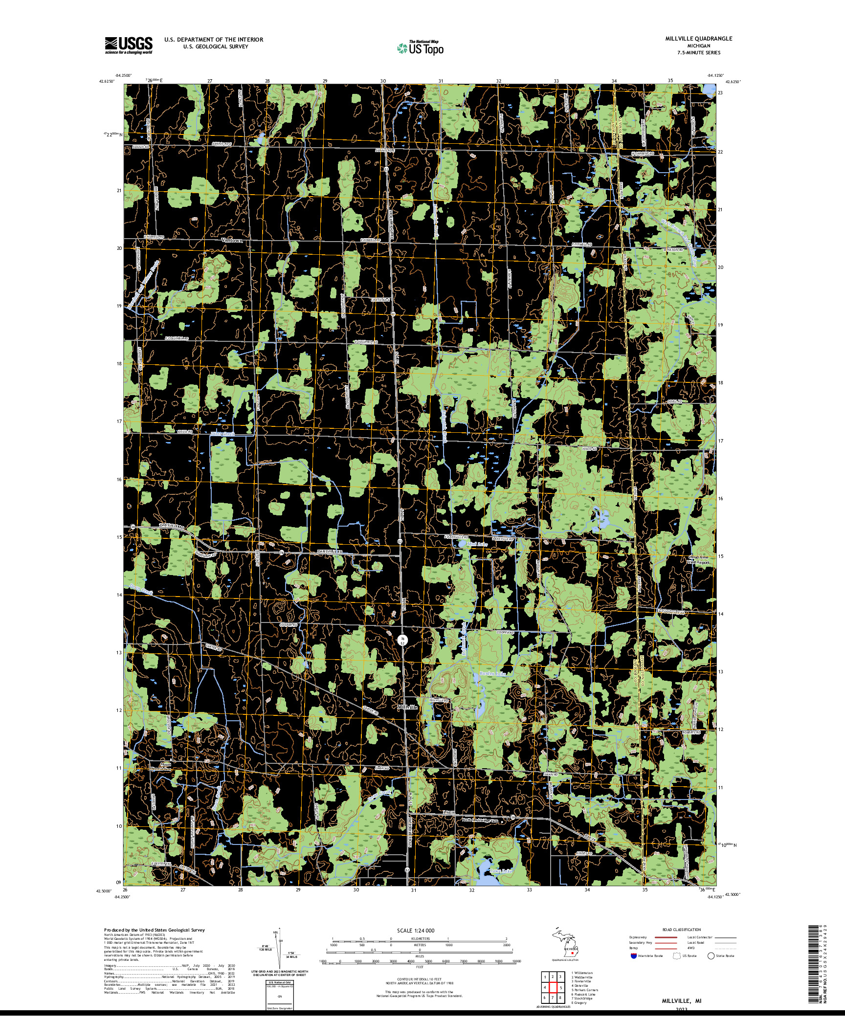 US TOPO 7.5-MINUTE MAP FOR MILLVILLE, MI