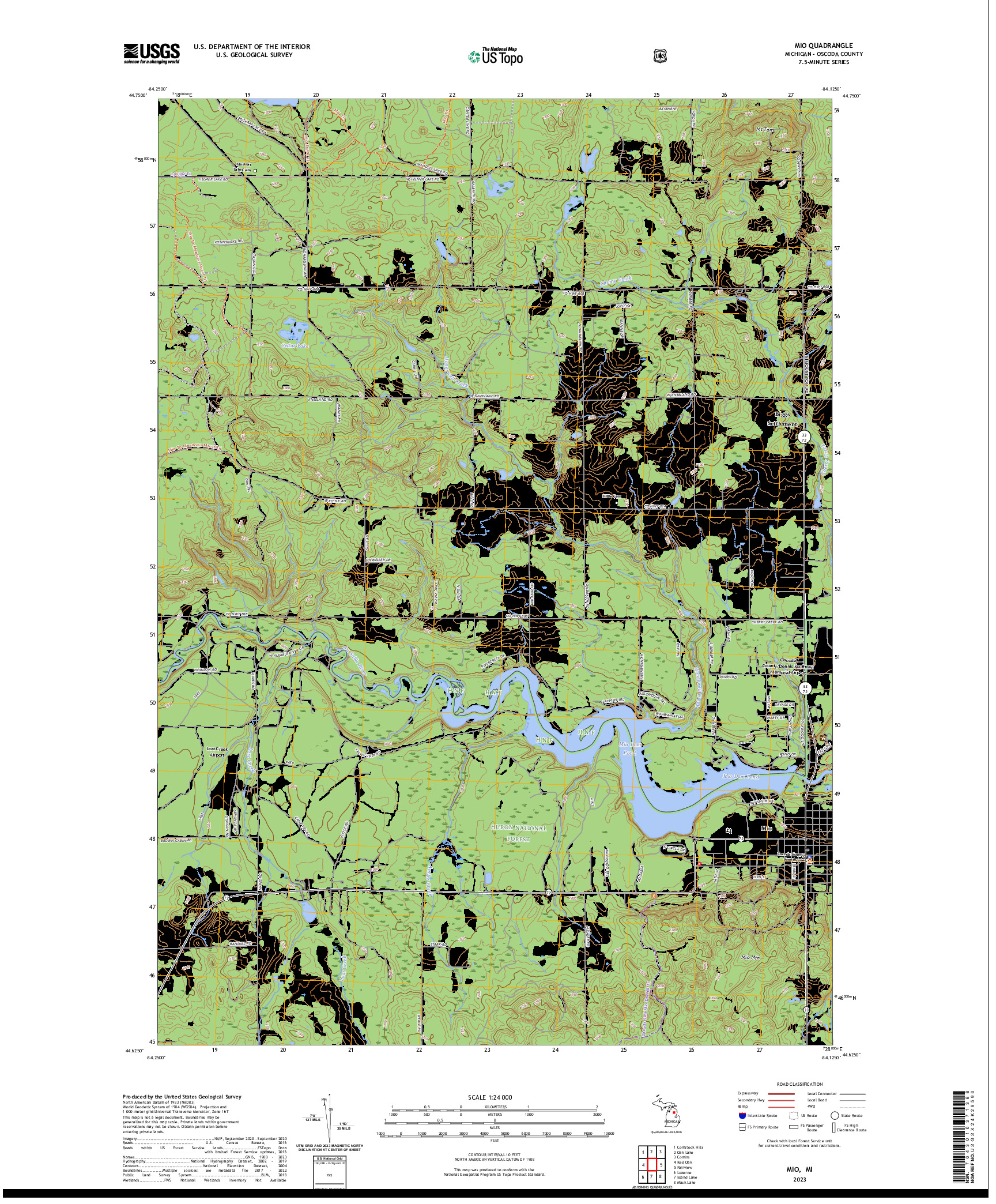 US TOPO 7.5-MINUTE MAP FOR MIO, MI