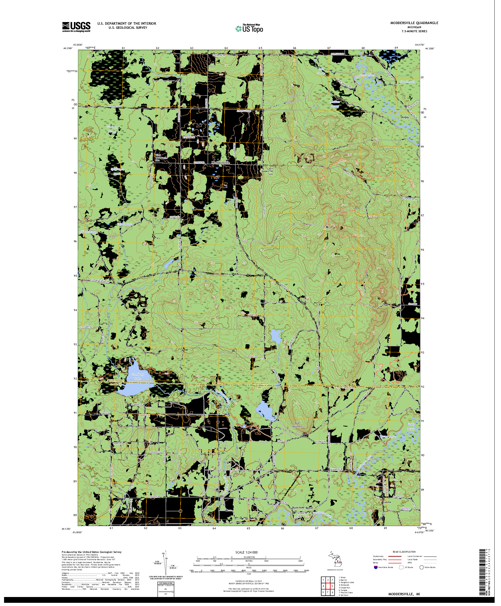 US TOPO 7.5-MINUTE MAP FOR MODDERSVILLE, MI