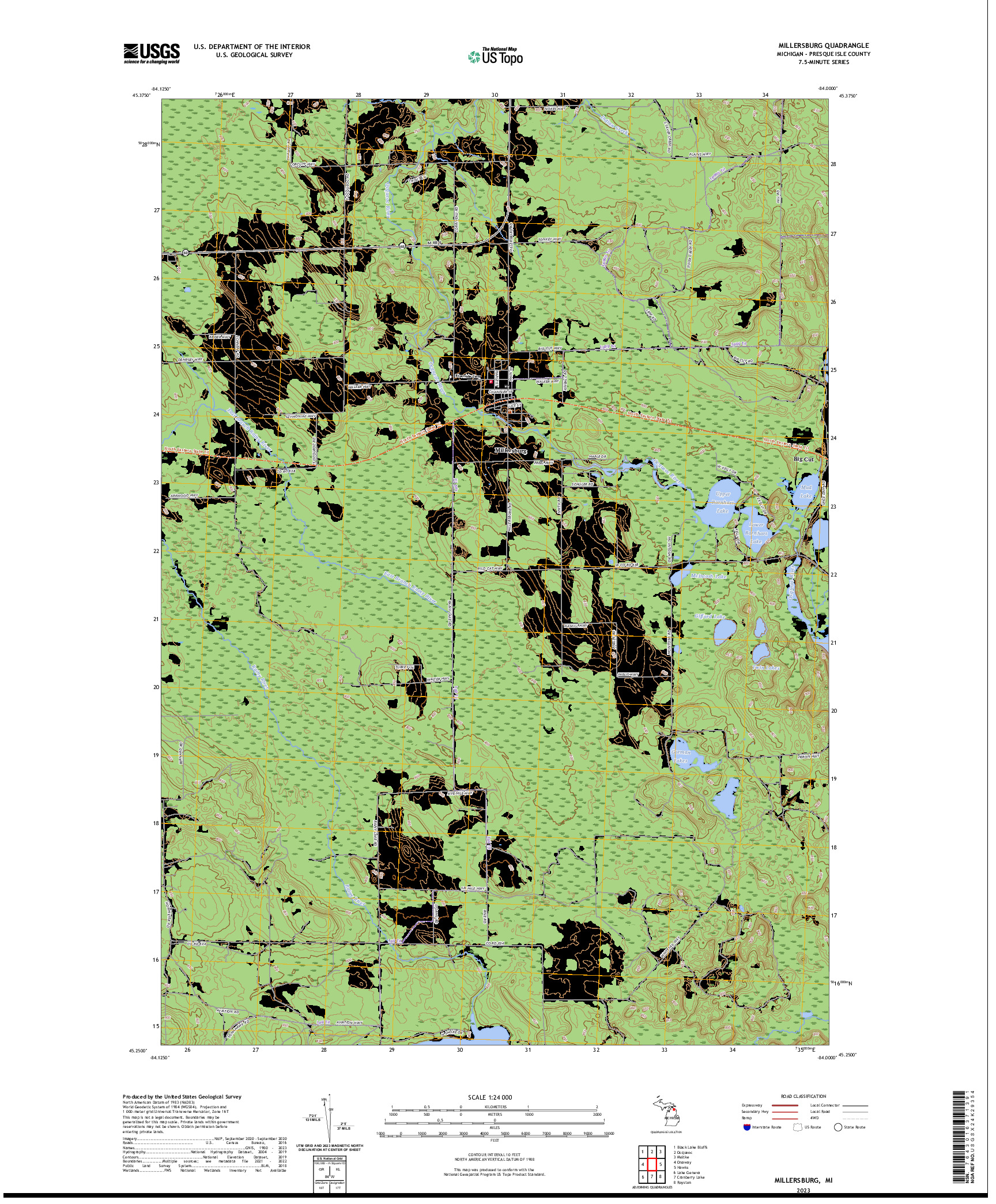 US TOPO 7.5-MINUTE MAP FOR MILLERSBURG, MI