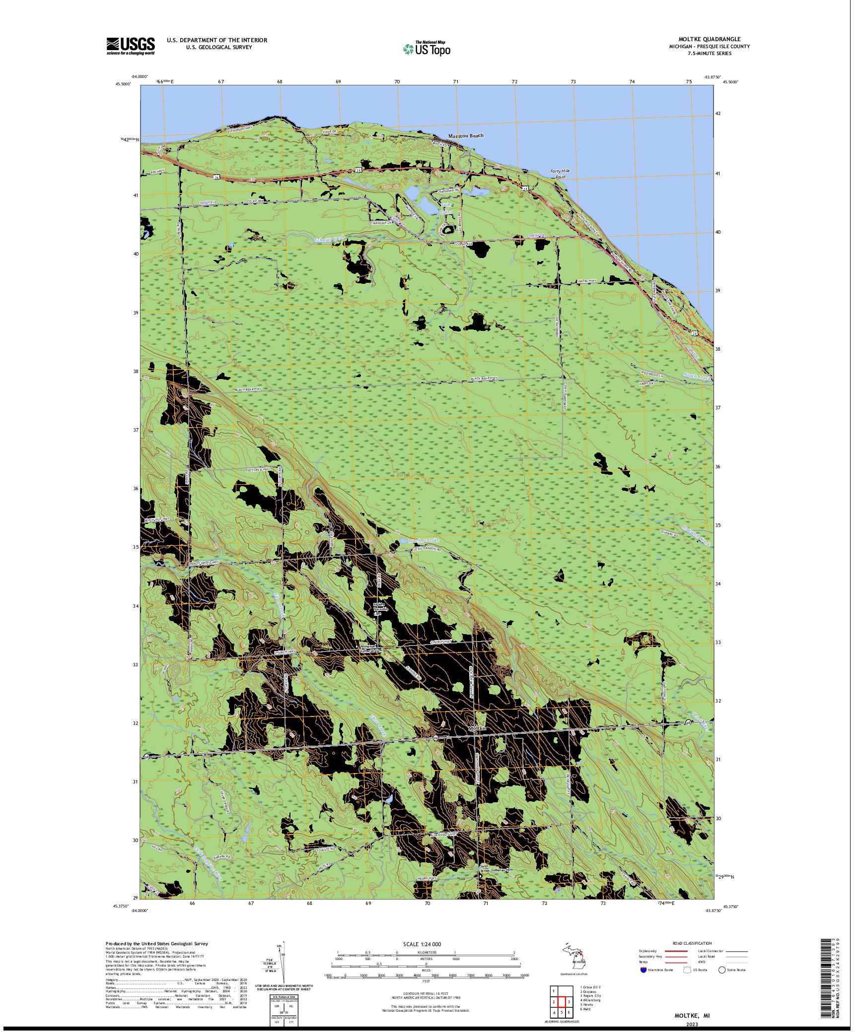 US TOPO 7.5-MINUTE MAP FOR MOLTKE, MI