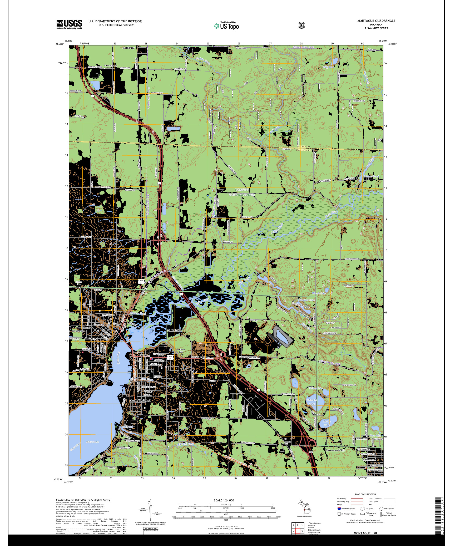 US TOPO 7.5-MINUTE MAP FOR MONTAGUE, MI