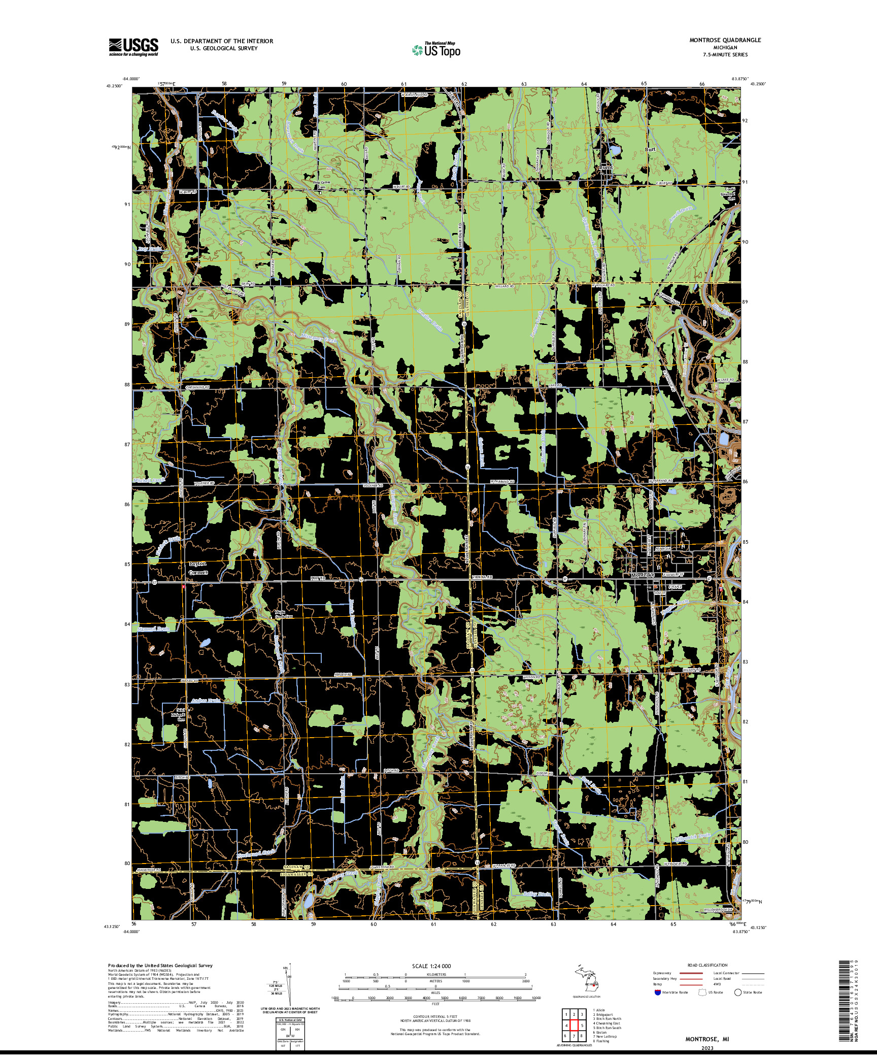 US TOPO 7.5-MINUTE MAP FOR MONTROSE, MI