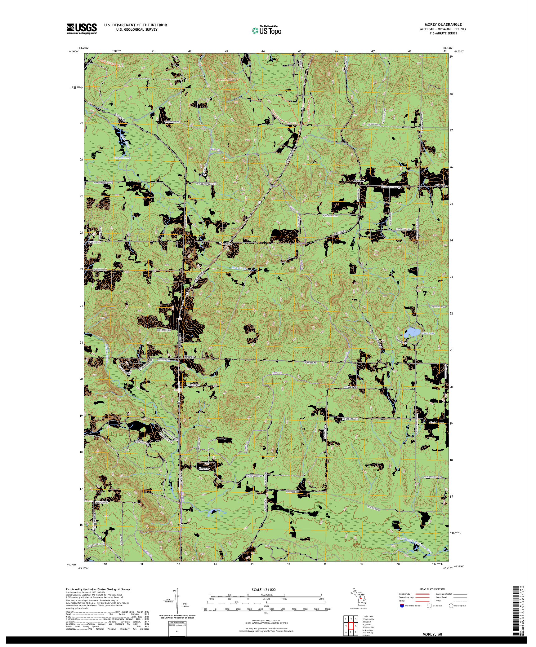 US TOPO 7.5-MINUTE MAP FOR MOREY, MI