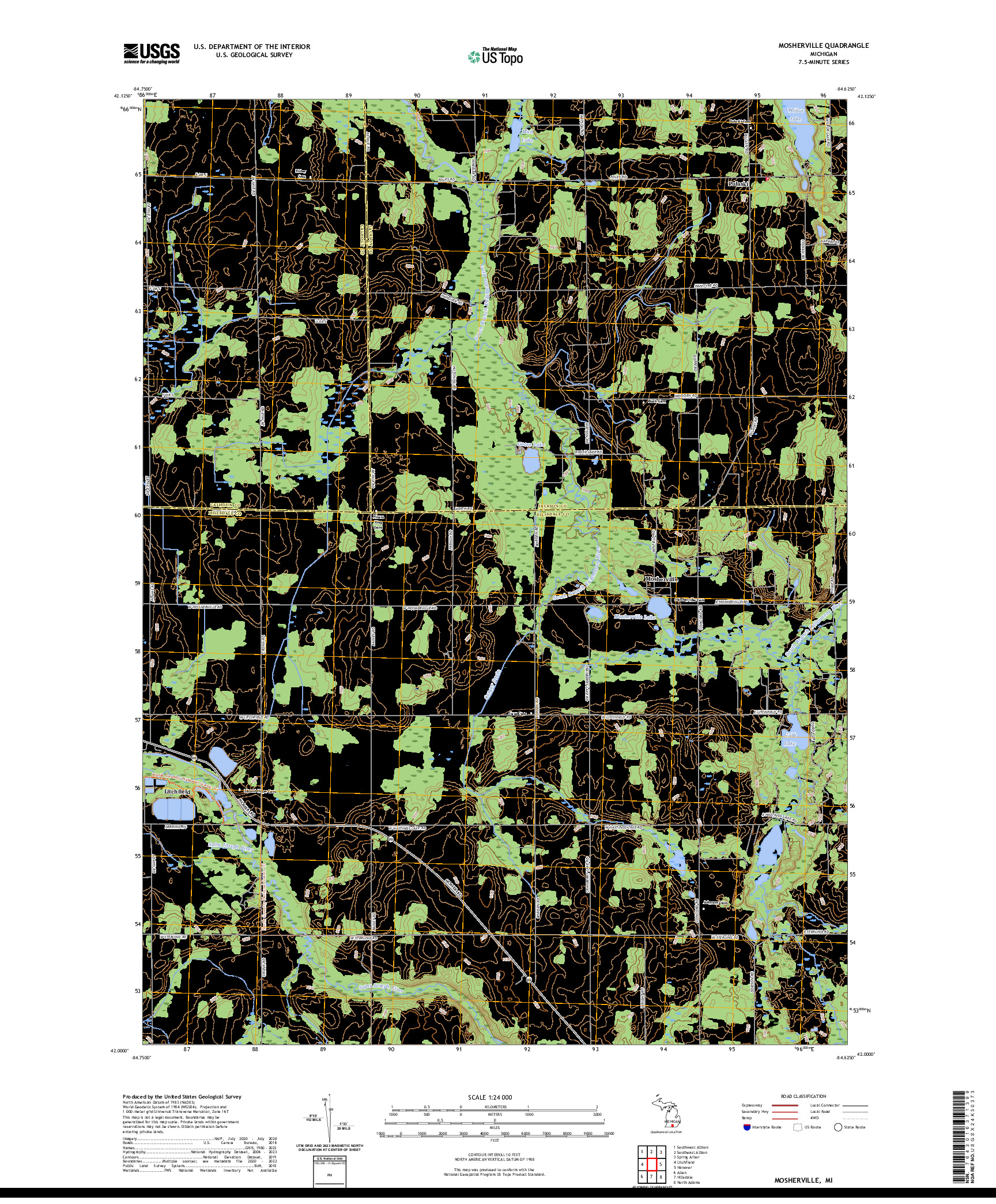 US TOPO 7.5-MINUTE MAP FOR MOSHERVILLE, MI