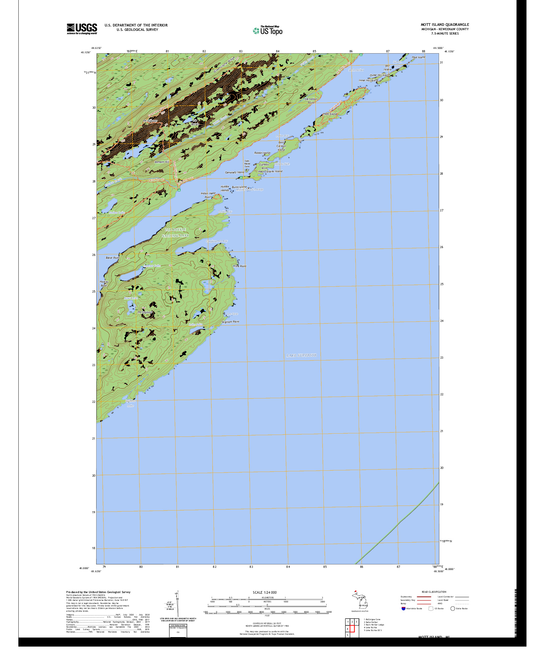 US TOPO 7.5-MINUTE MAP FOR MOTT ISLAND, MI