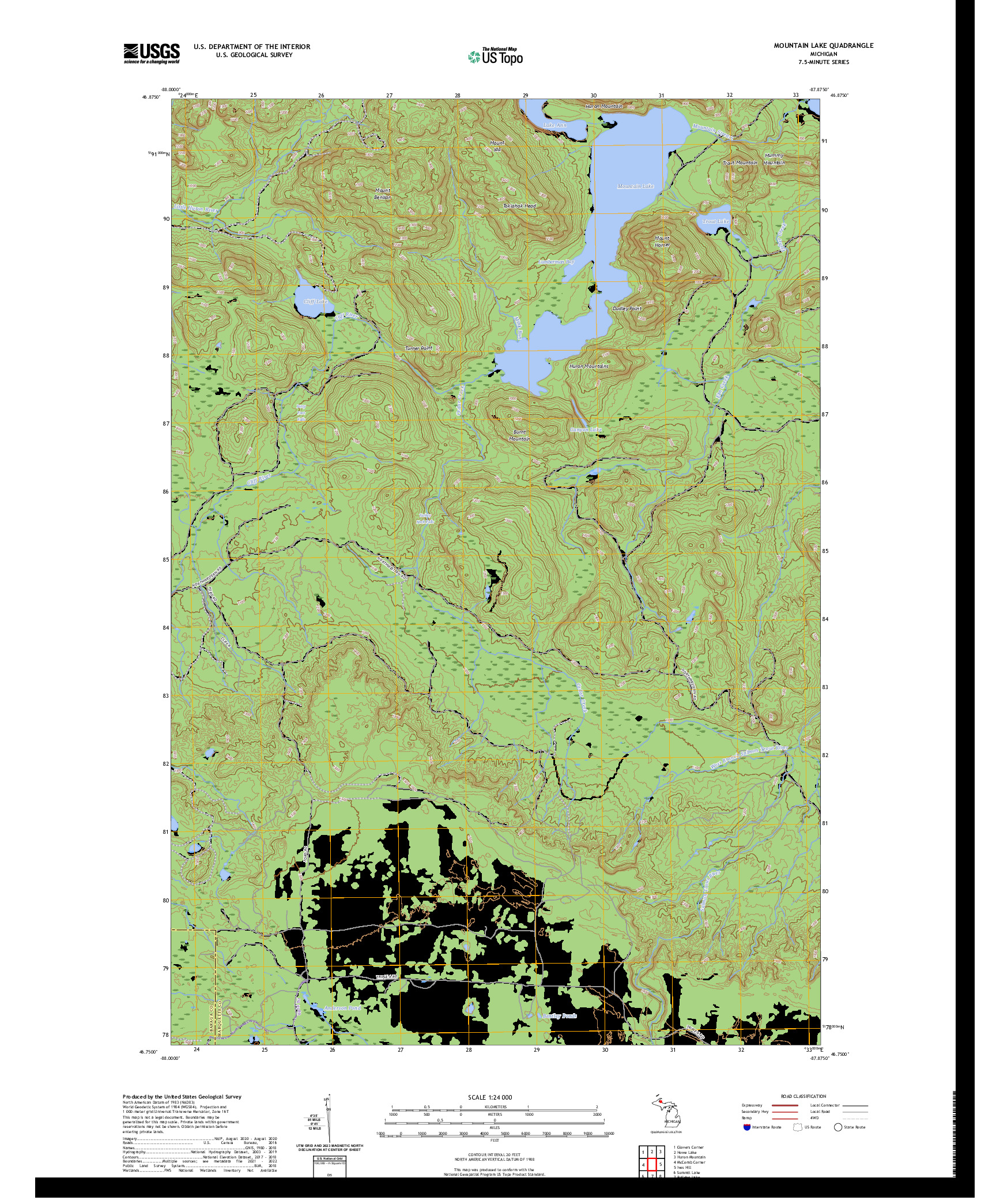 US TOPO 7.5-MINUTE MAP FOR MOUNTAIN LAKE, MI