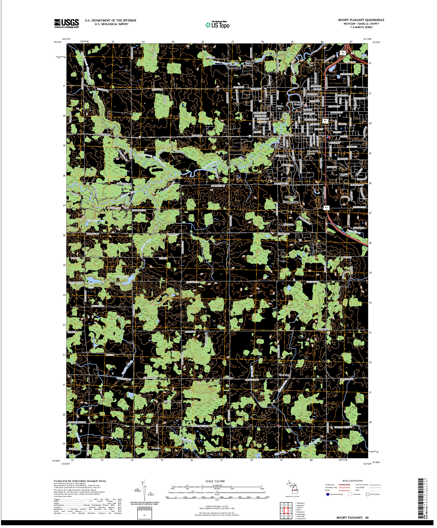 US TOPO 7.5-MINUTE MAP FOR MOUNT PLEASANT, MI