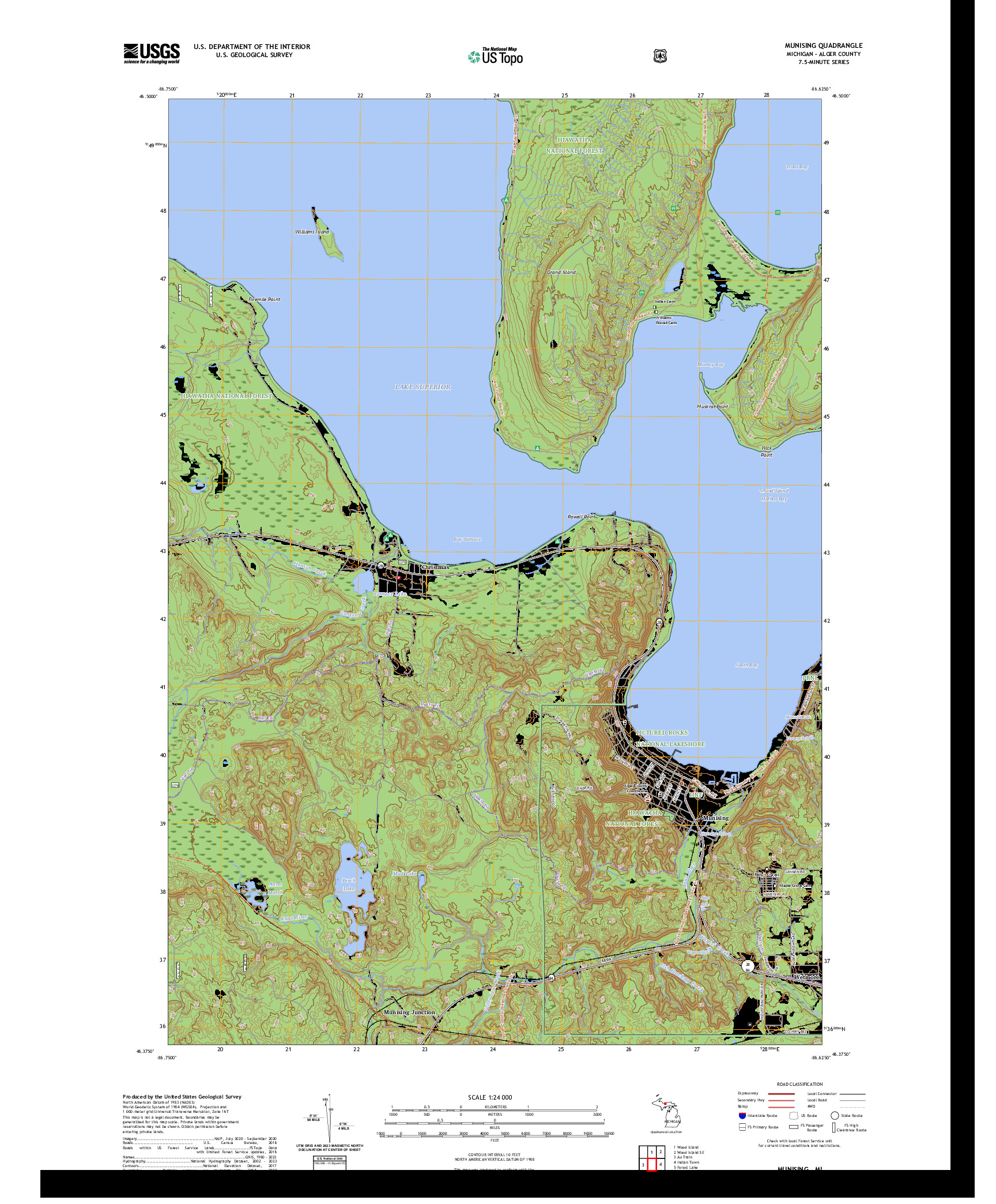 US TOPO 7.5-MINUTE MAP FOR MUNISING, MI