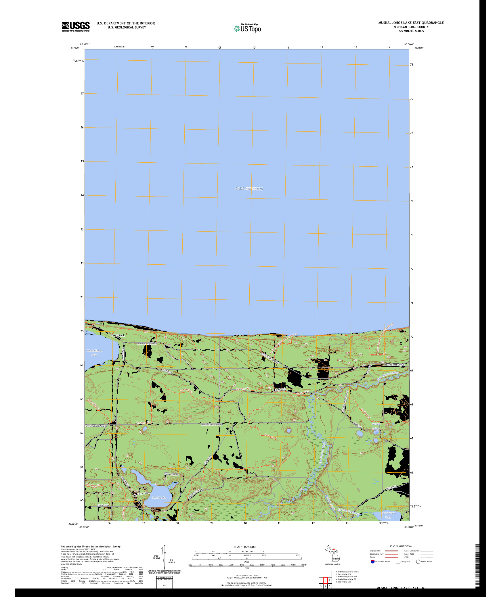 US TOPO 7.5-MINUTE MAP FOR MUSKALLONGE LAKE EAST, MI