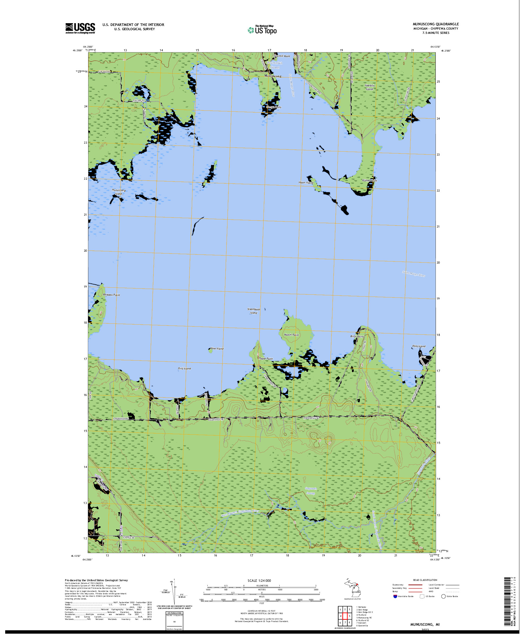 US TOPO 7.5-MINUTE MAP FOR MUNUSCONG, MI