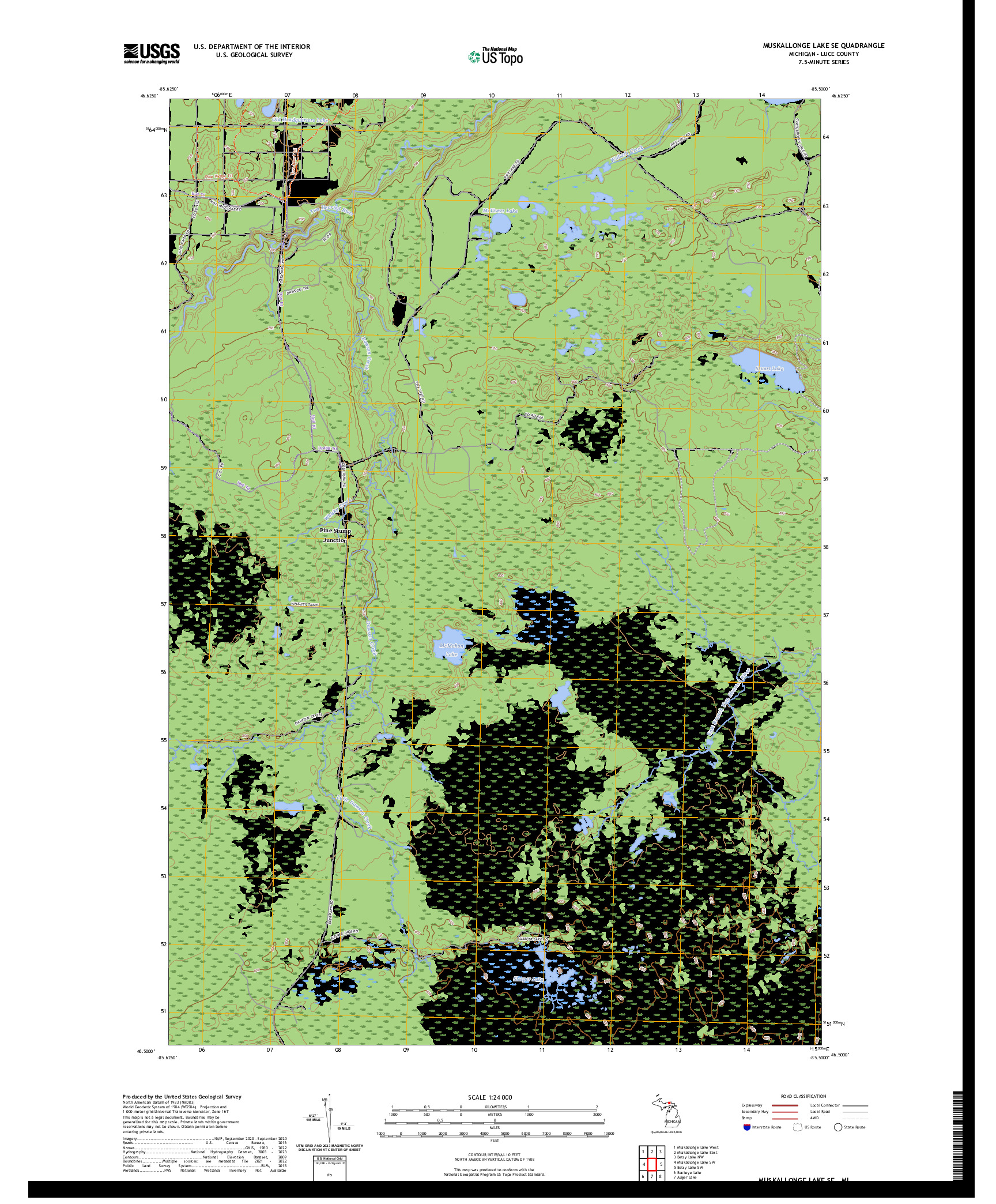 US TOPO 7.5-MINUTE MAP FOR MUSKALLONGE LAKE SE, MI