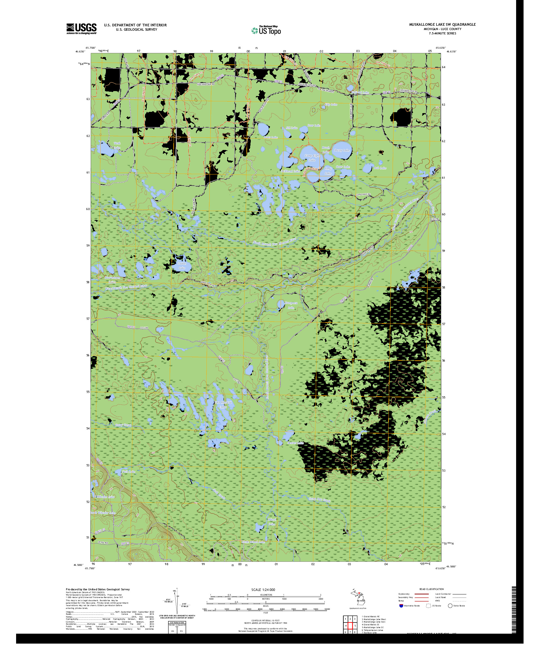 US TOPO 7.5-MINUTE MAP FOR MUSKALLONGE LAKE SW, MI