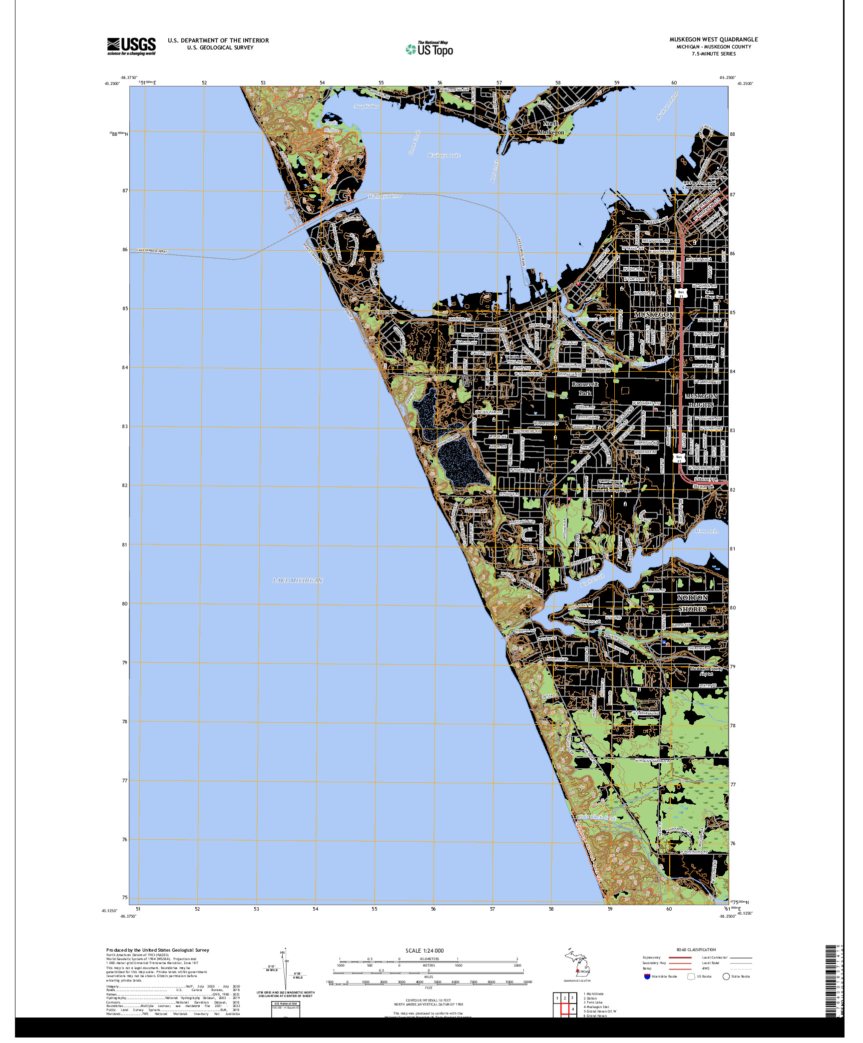 US TOPO 7.5-MINUTE MAP FOR MUSKEGON WEST, MI