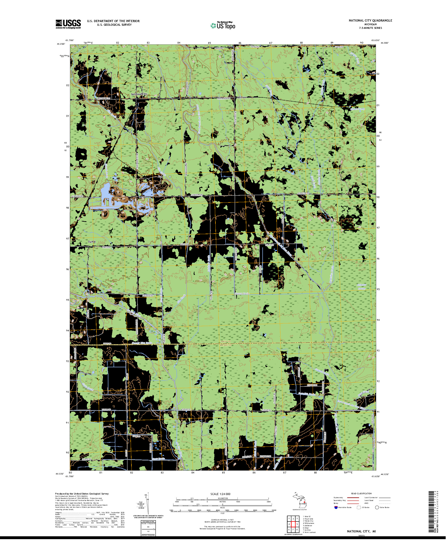 US TOPO 7.5-MINUTE MAP FOR NATIONAL CITY, MI