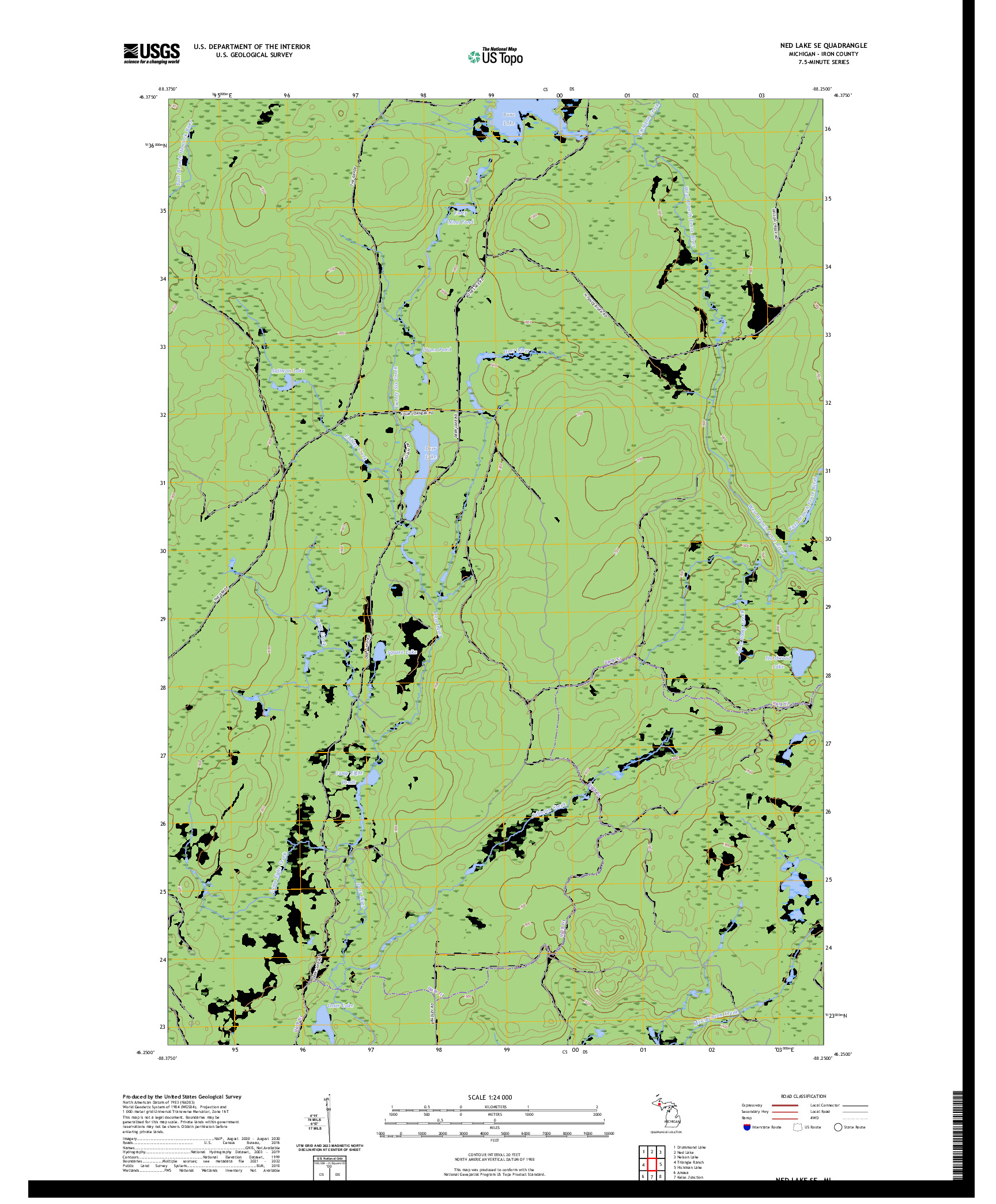 US TOPO 7.5-MINUTE MAP FOR NED LAKE SE, MI