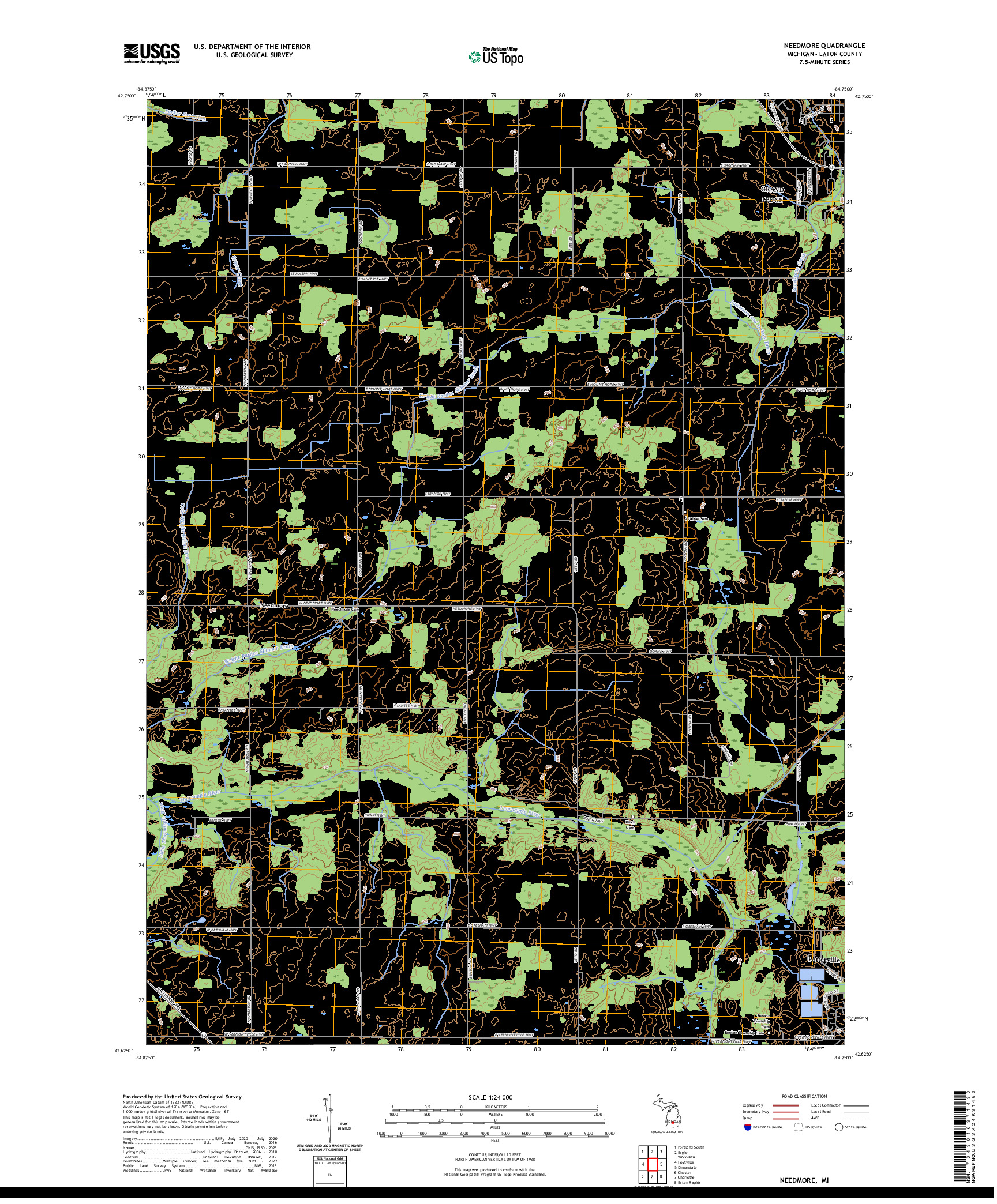 US TOPO 7.5-MINUTE MAP FOR NEEDMORE, MI