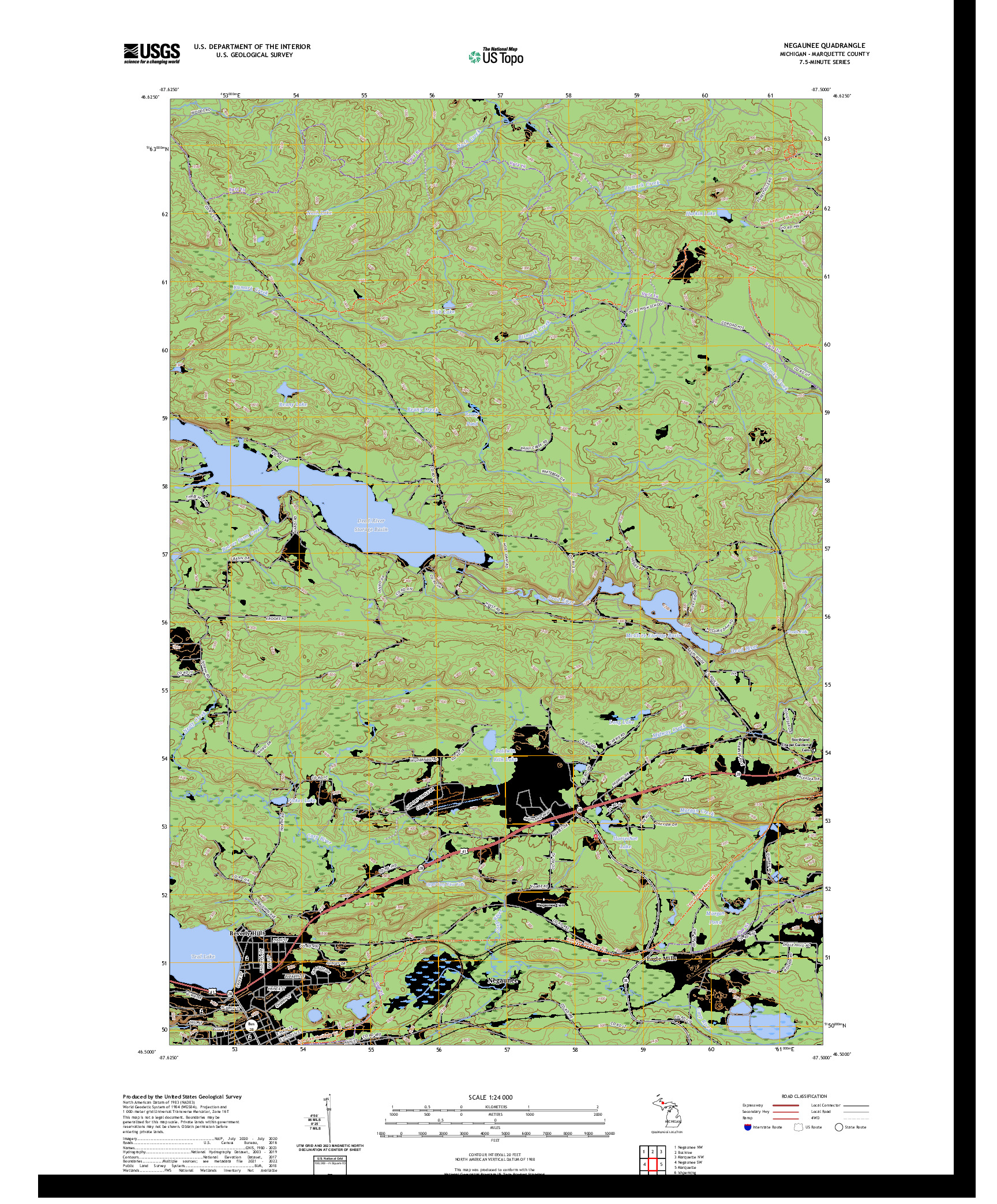 US TOPO 7.5-MINUTE MAP FOR NEGAUNEE, MI