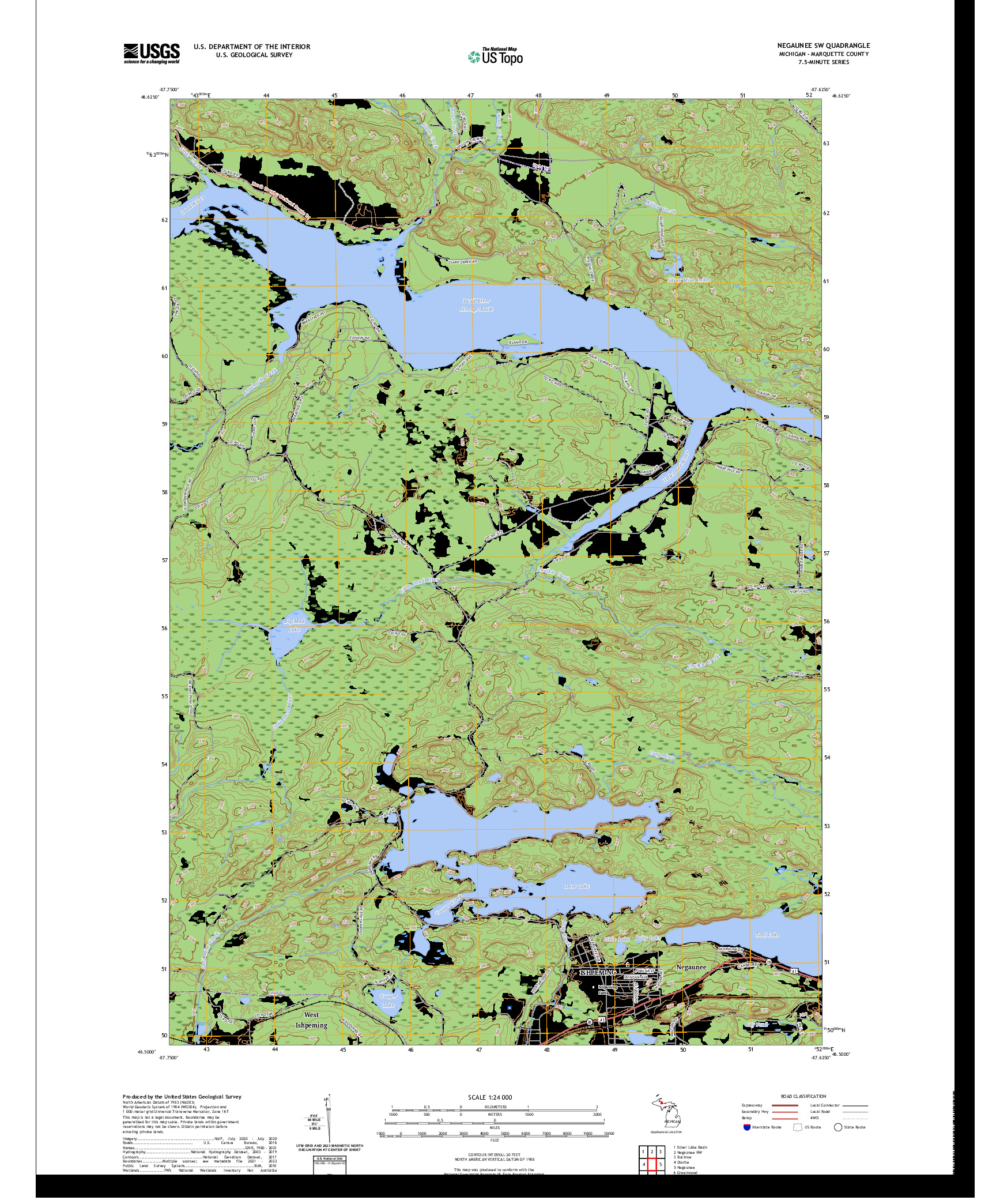 US TOPO 7.5-MINUTE MAP FOR NEGAUNEE SW, MI