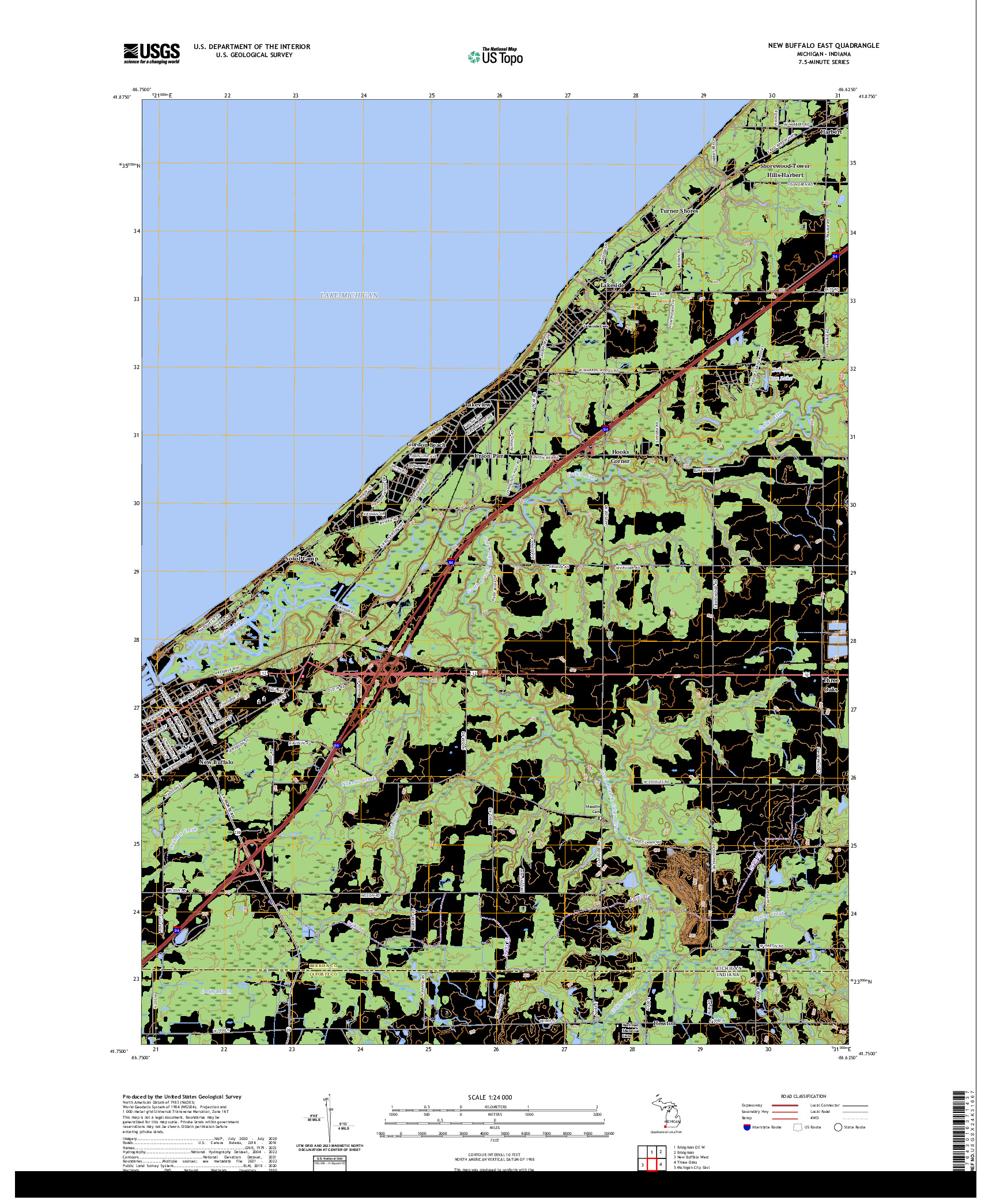 US TOPO 7.5-MINUTE MAP FOR NEW BUFFALO EAST, MI,IN