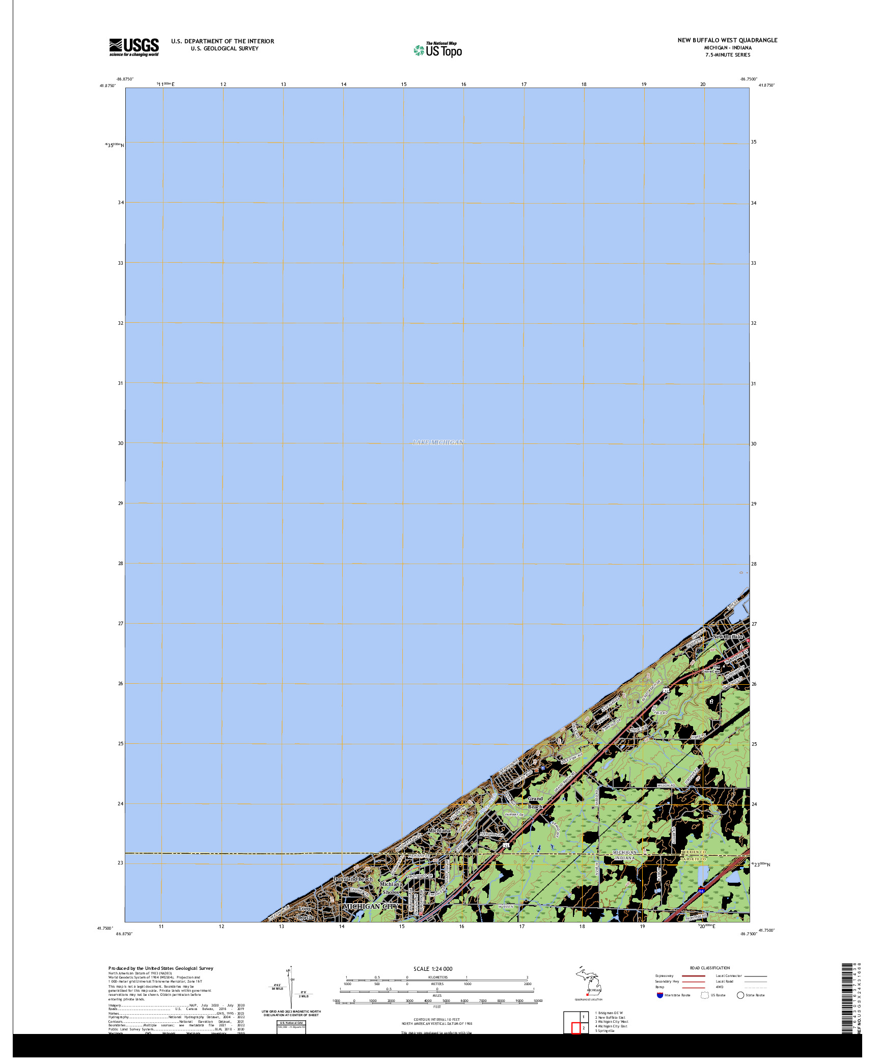 US TOPO 7.5-MINUTE MAP FOR NEW BUFFALO WEST, MI,IN