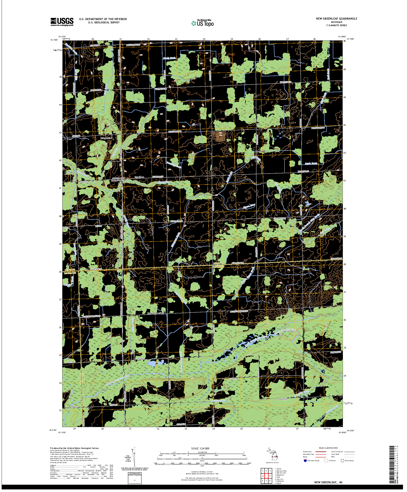 US TOPO 7.5-MINUTE MAP FOR NEW GREENLEAF, MI