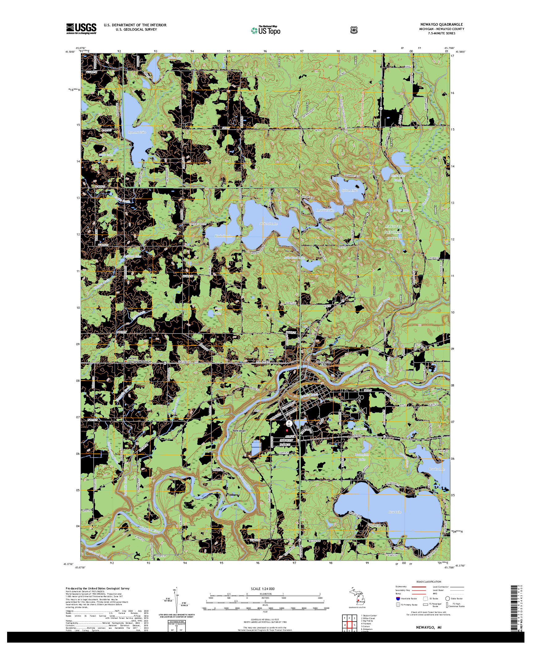 US TOPO 7.5-MINUTE MAP FOR NEWAYGO, MI