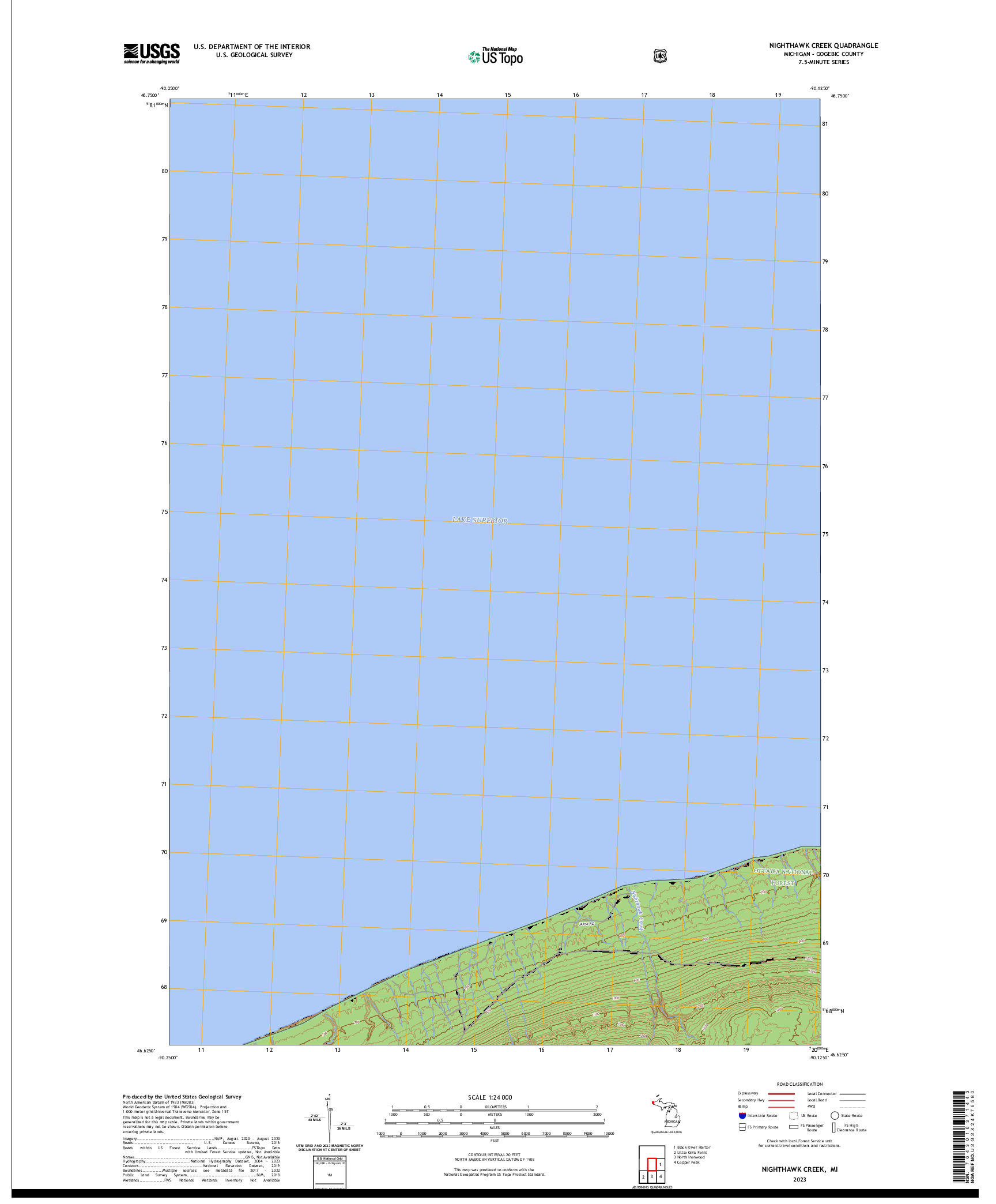 US TOPO 7.5-MINUTE MAP FOR NIGHTHAWK CREEK, MI