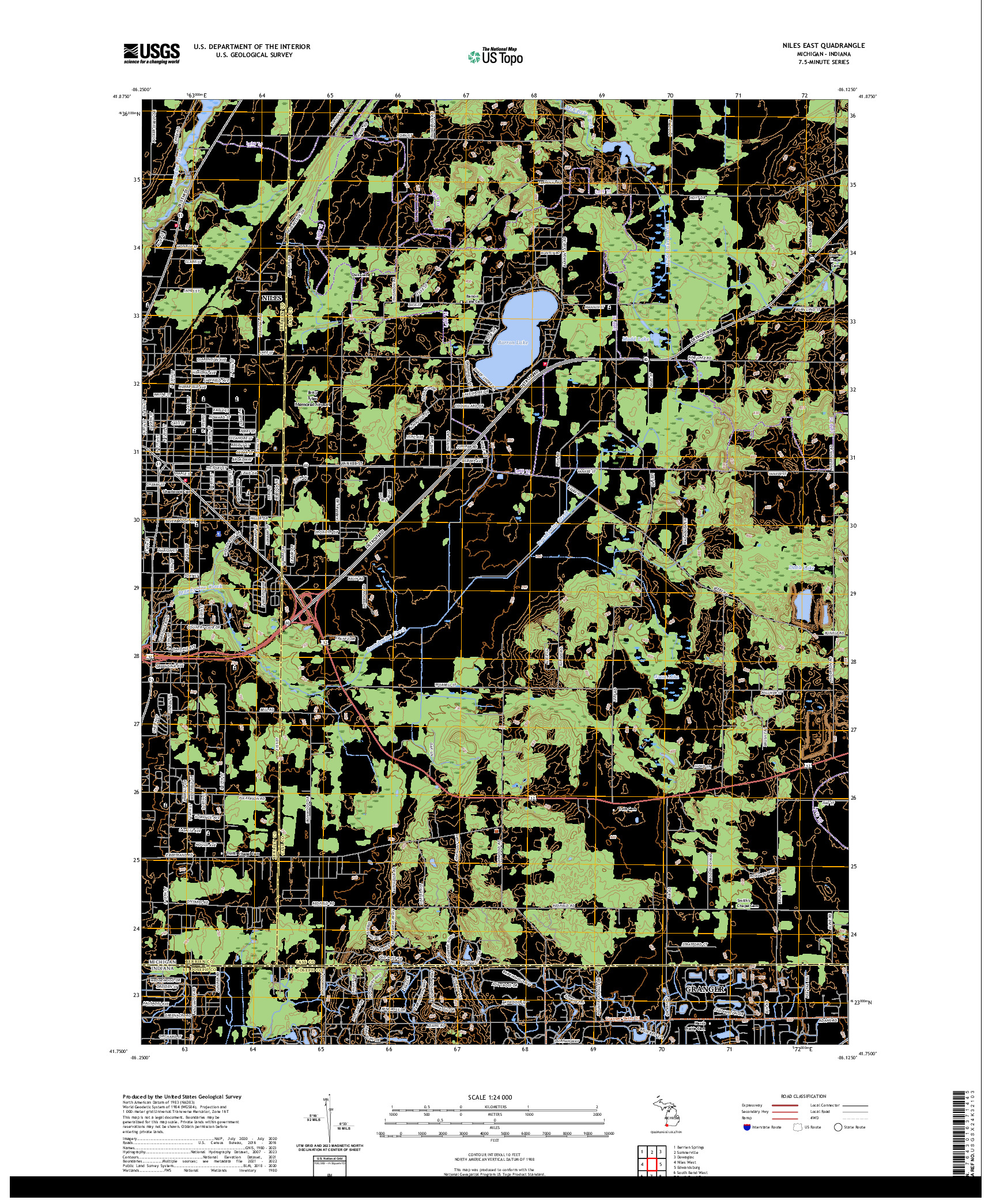 US TOPO 7.5-MINUTE MAP FOR NILES EAST, MI,IN