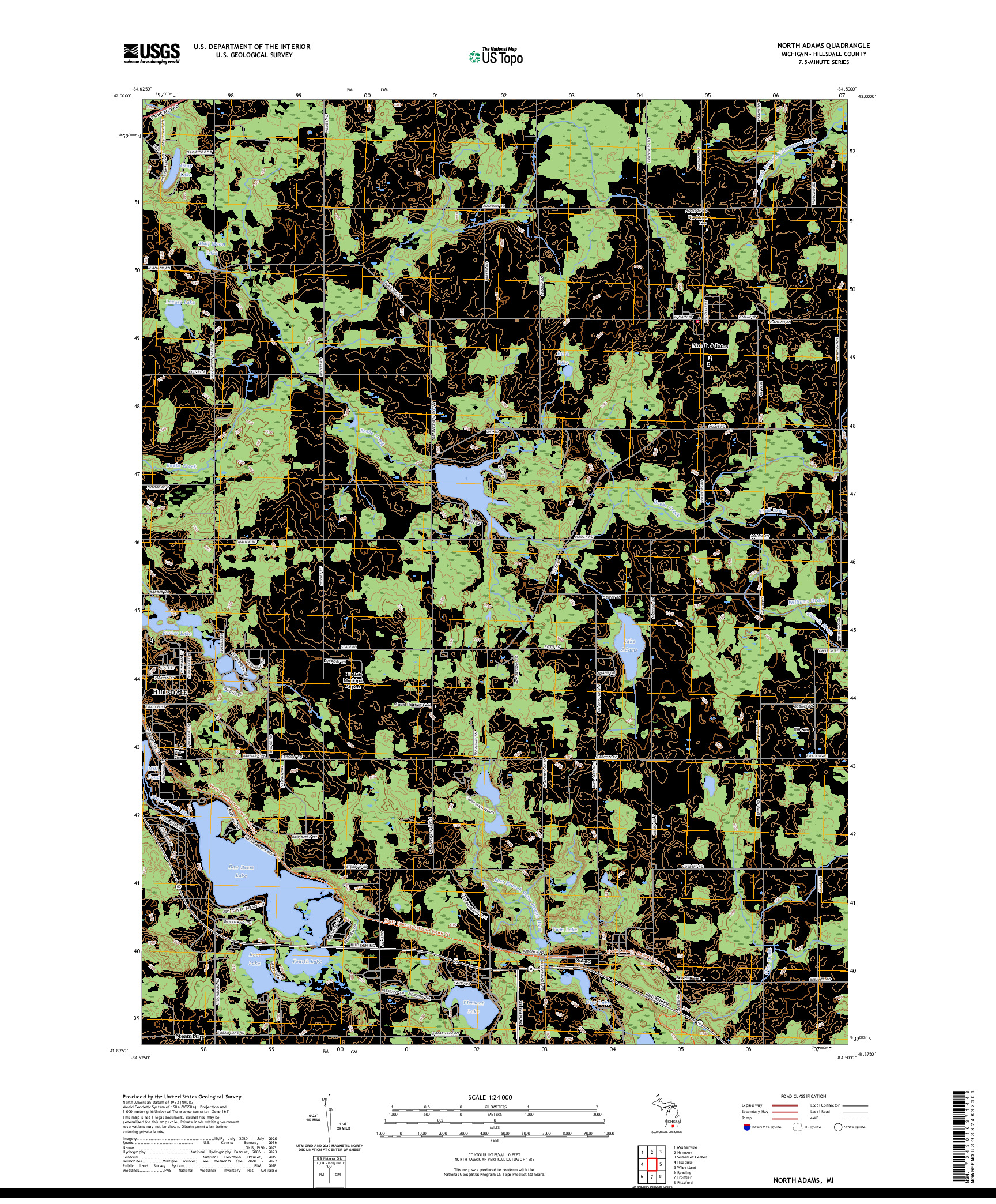 US TOPO 7.5-MINUTE MAP FOR NORTH ADAMS, MI